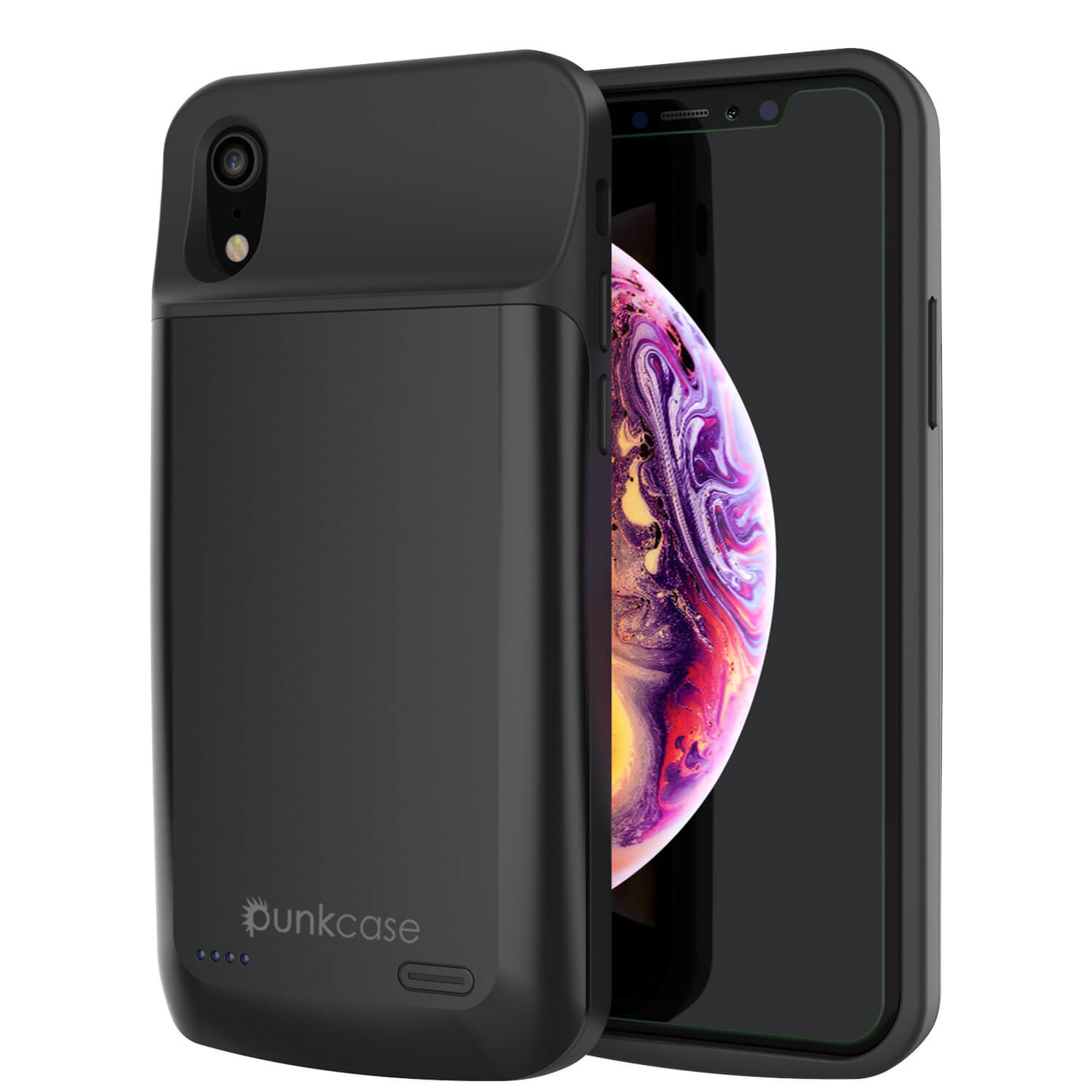 iphone XR Battery Case, PunkJuice 5000mAH Fast Charging Power Bank W/ Screen Protector | [Black]