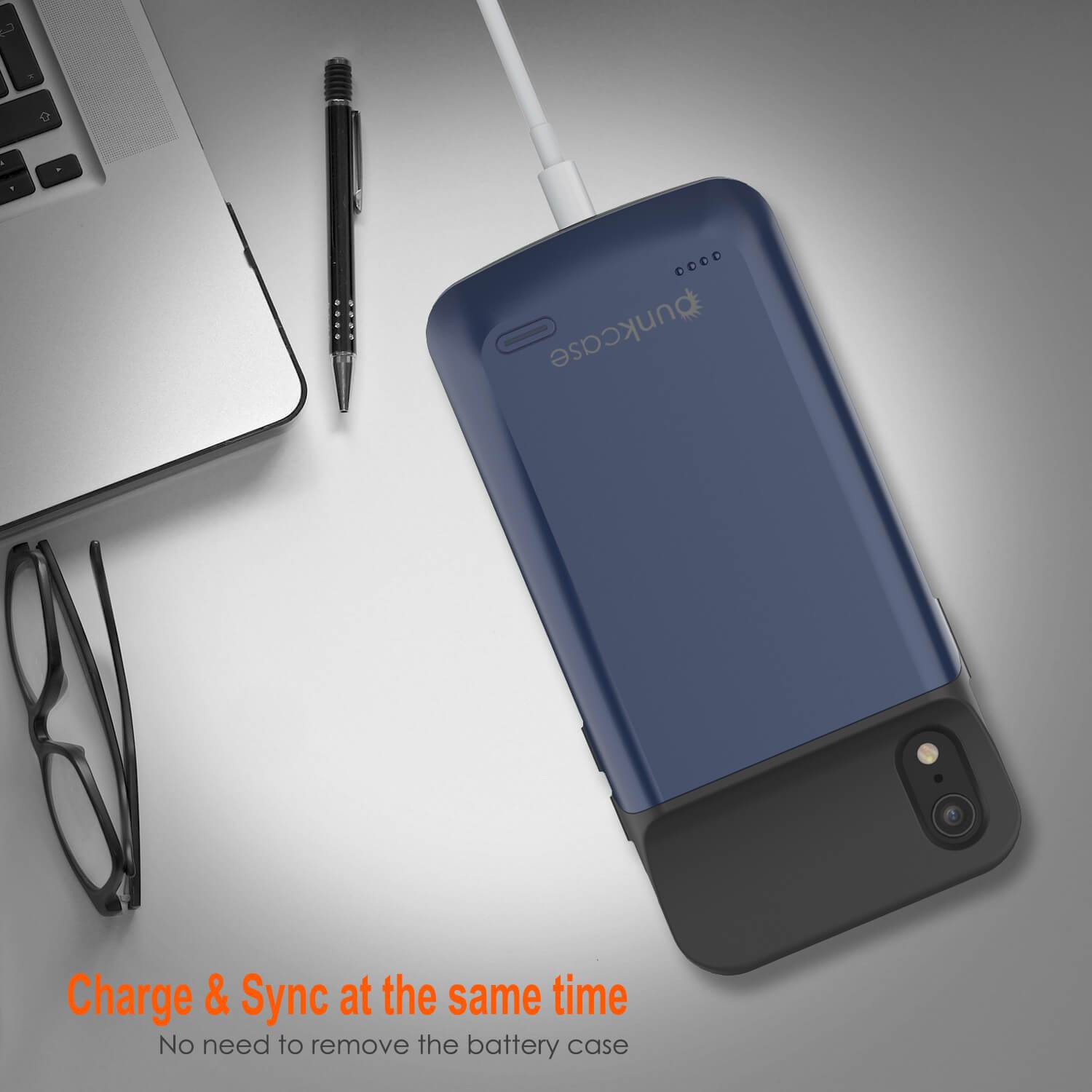 iPhone 11 Battery Case, PunkJuice 5000mAH Fast Charging Power Bank W/ Screen Protector | [Blue]