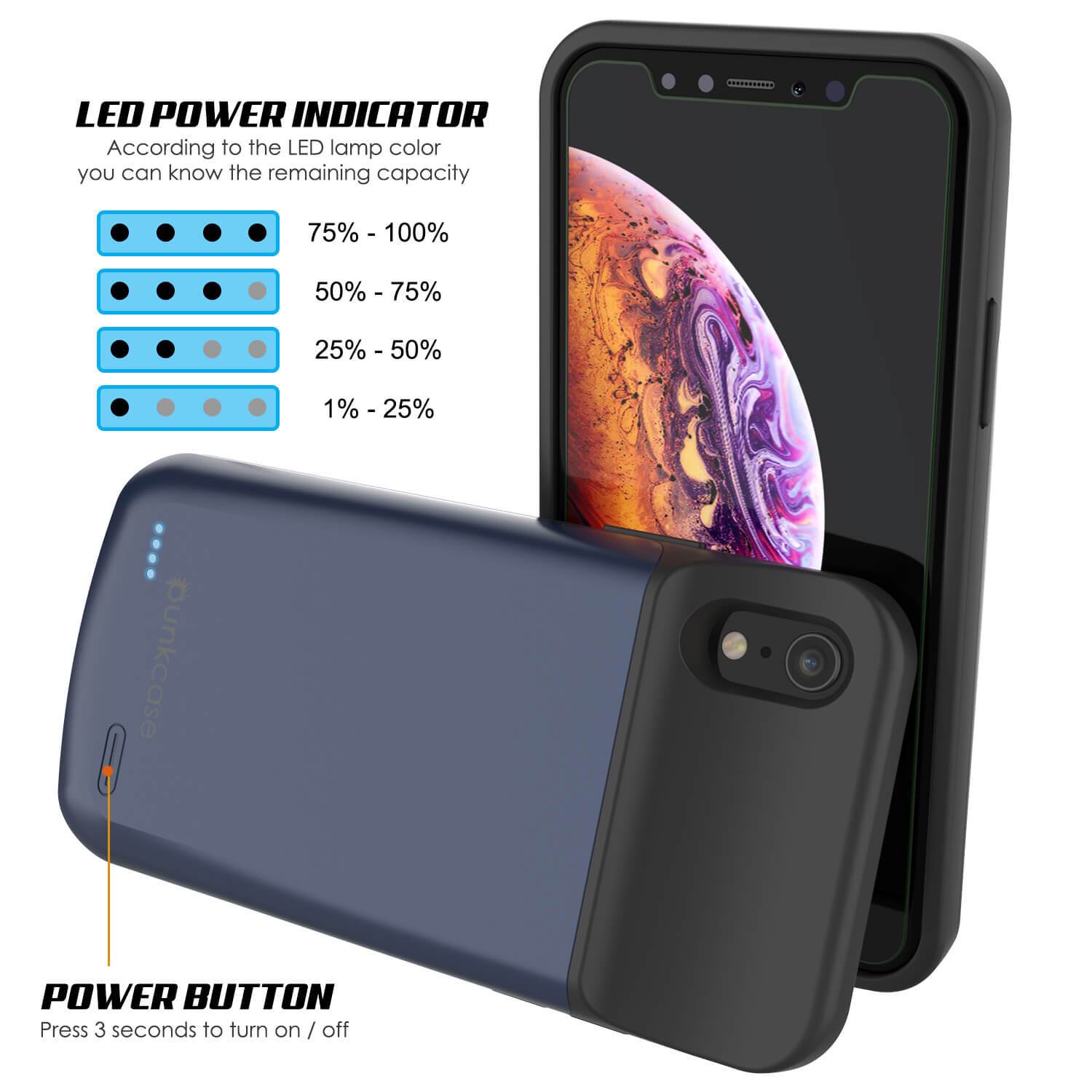 iPhone 11 Pro Max Battery Case, PunkJuice 5000mAH Fast Charging Power Bank W/ Screen Protector | [Blue]