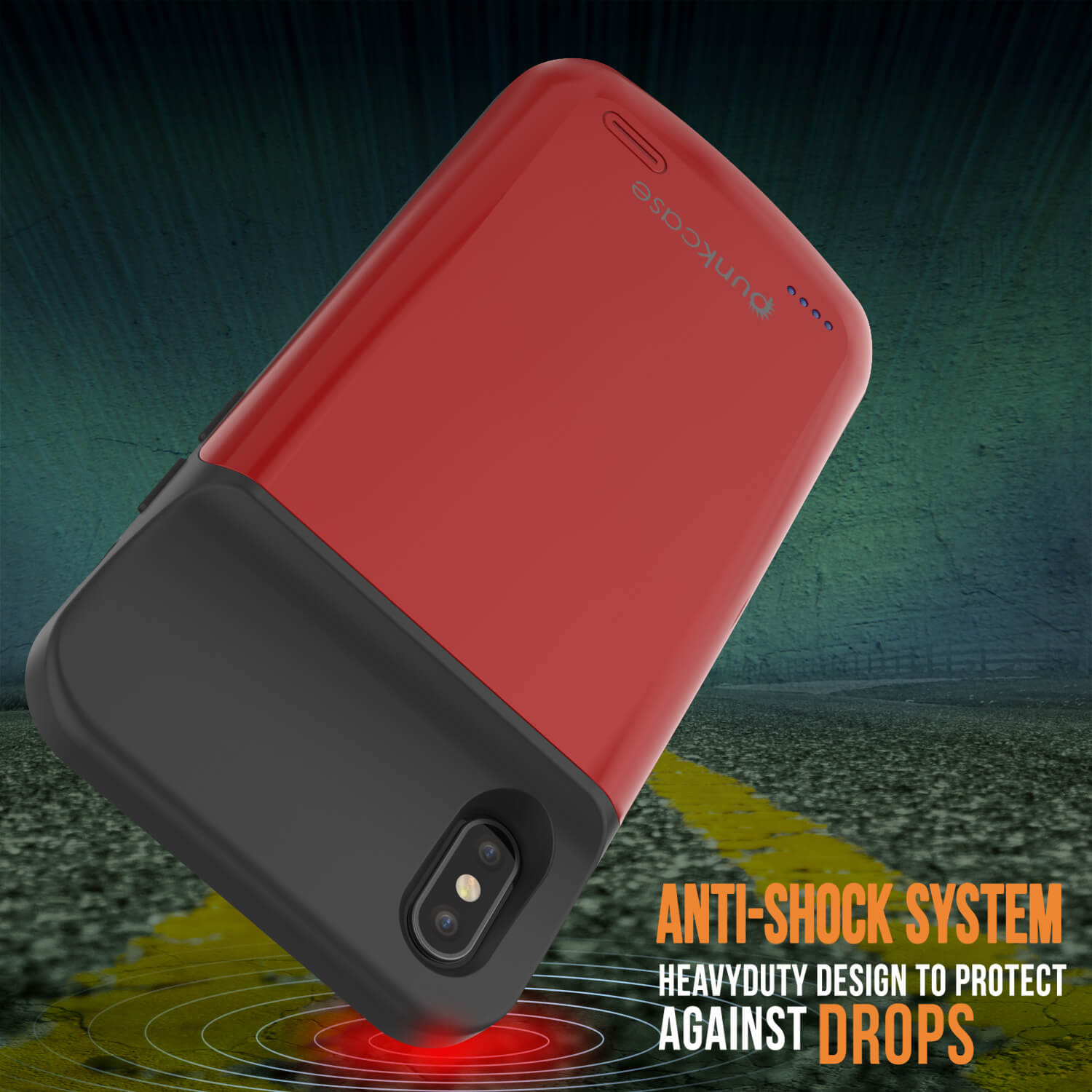 iphone XS Battery Case, PunkJuice 5000mAH Fast Charging Power Bank W/ Screen Protector | [Red]