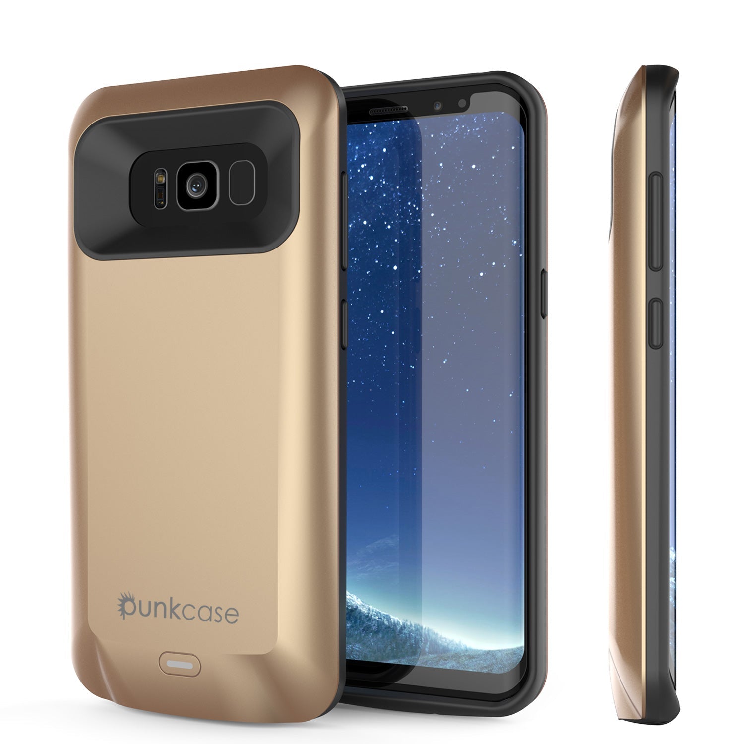 Galaxy S8 Battery Case, Punkcase 5000mAH Charger Case W/ Screen Protector | Integrated Kickstand & USB Port | IntelSwitch | [Gold]