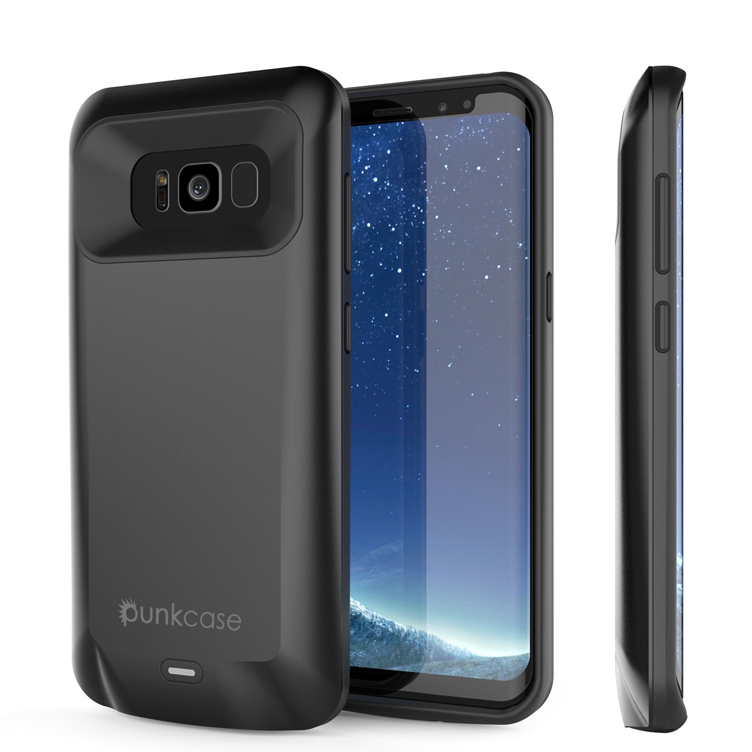 Galaxy S8 PLUS Battery Case, Punkcase 5500mAH Charger Case W/ Screen Protector | Integrated Kickstand & USB Port | IntelSwitch [Black]