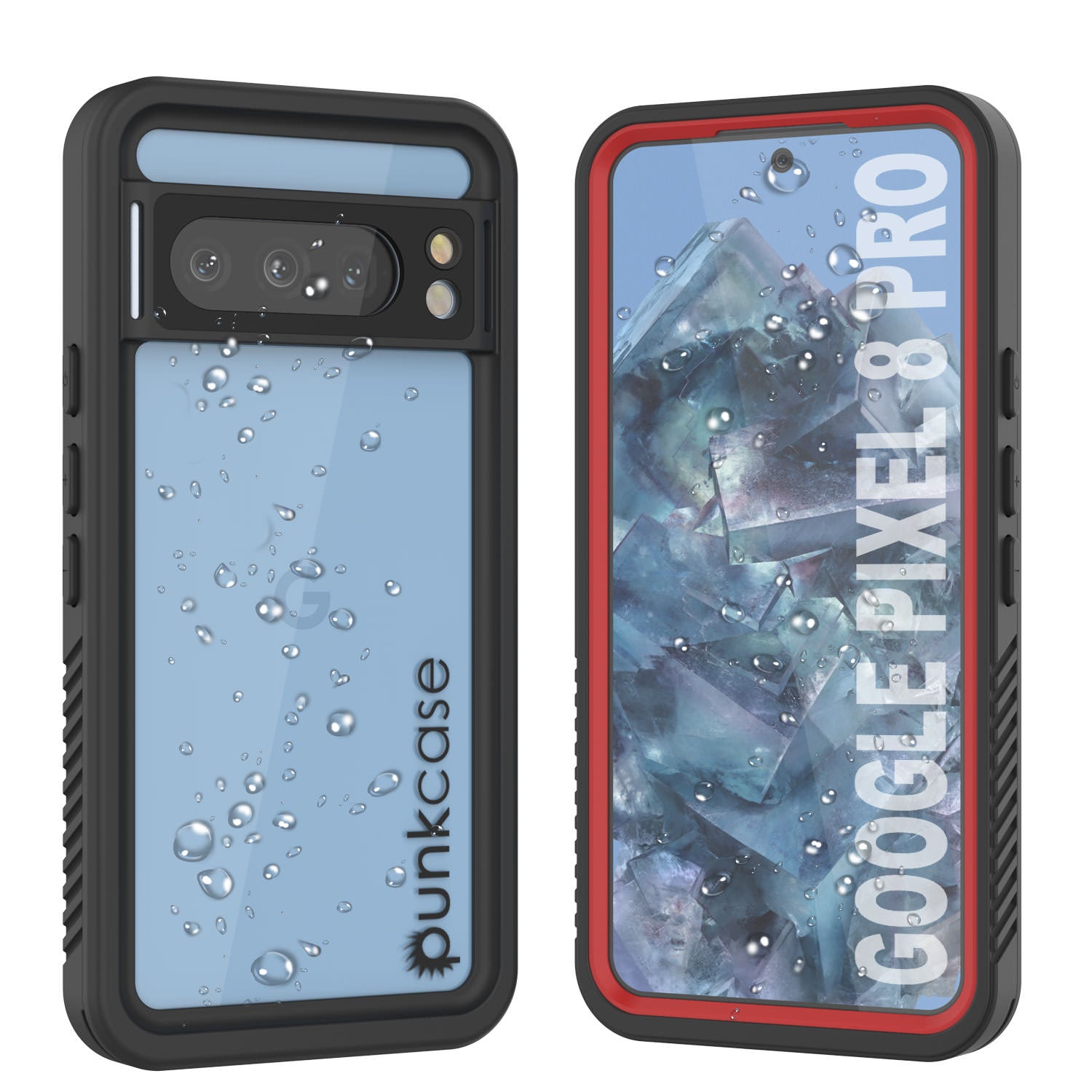 Google Pixel 9 Pro Waterproof Case, Punkcase [Extreme Series] Armor Cover W/ Built In Screen Protector [Red]