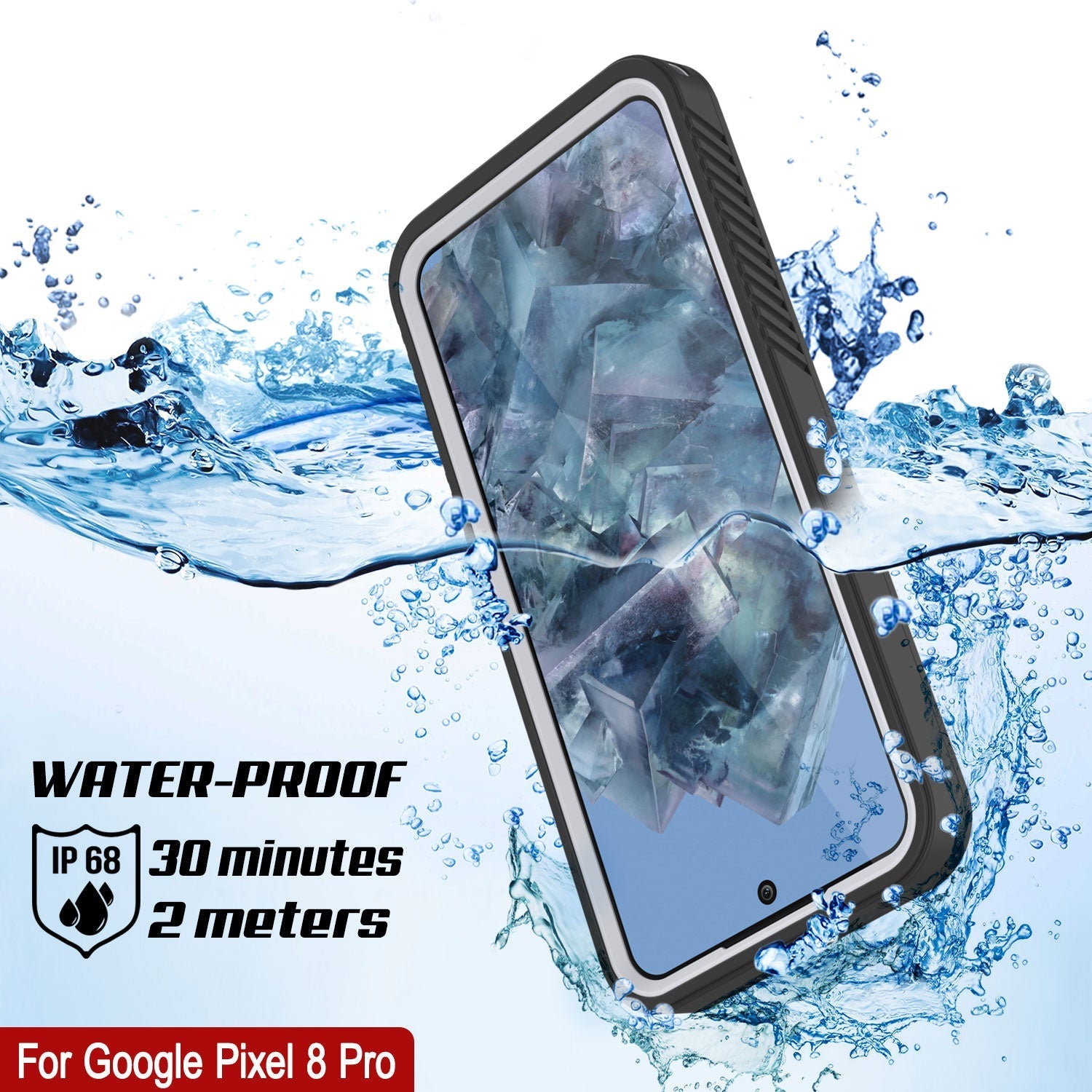 Google Pixel 9 Pro Waterproof Case, Punkcase [Extreme Series] Armor Cover W/ Built In Screen Protector [White]