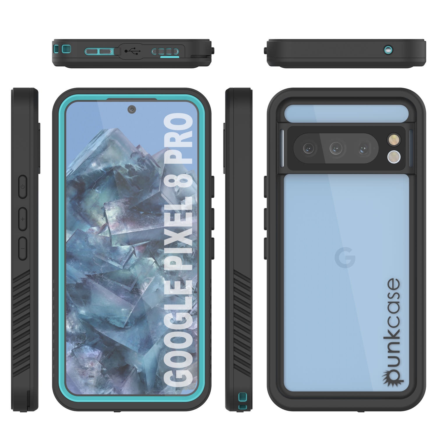 Google Pixel 9 Pro Waterproof Case, Punkcase [Extreme Series] Armor Cover W/ Built In Screen Protector [Teal]