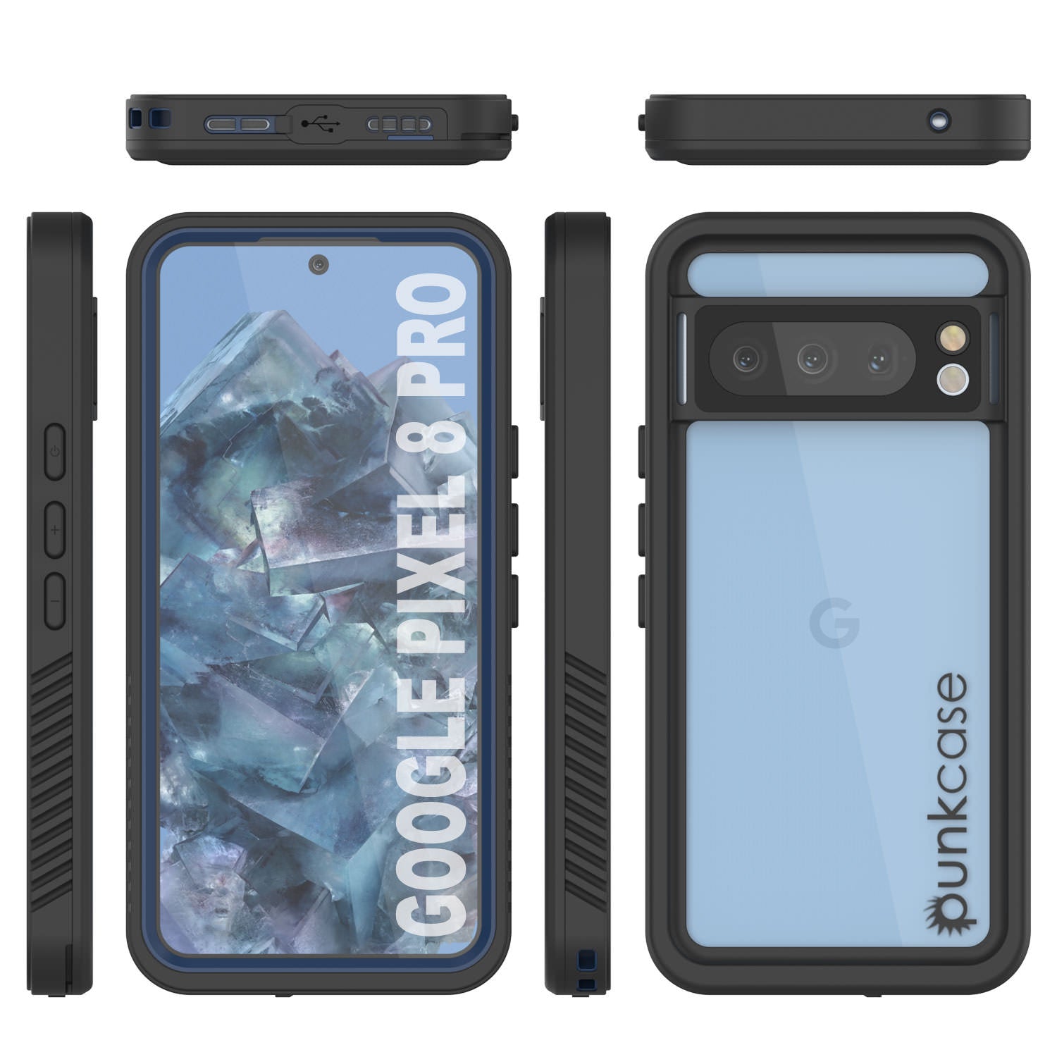 Google Pixel 9 Pro Waterproof Case, Punkcase [Extreme Series] Armor Cover W/ Built In Screen Protector [Navy Blue]