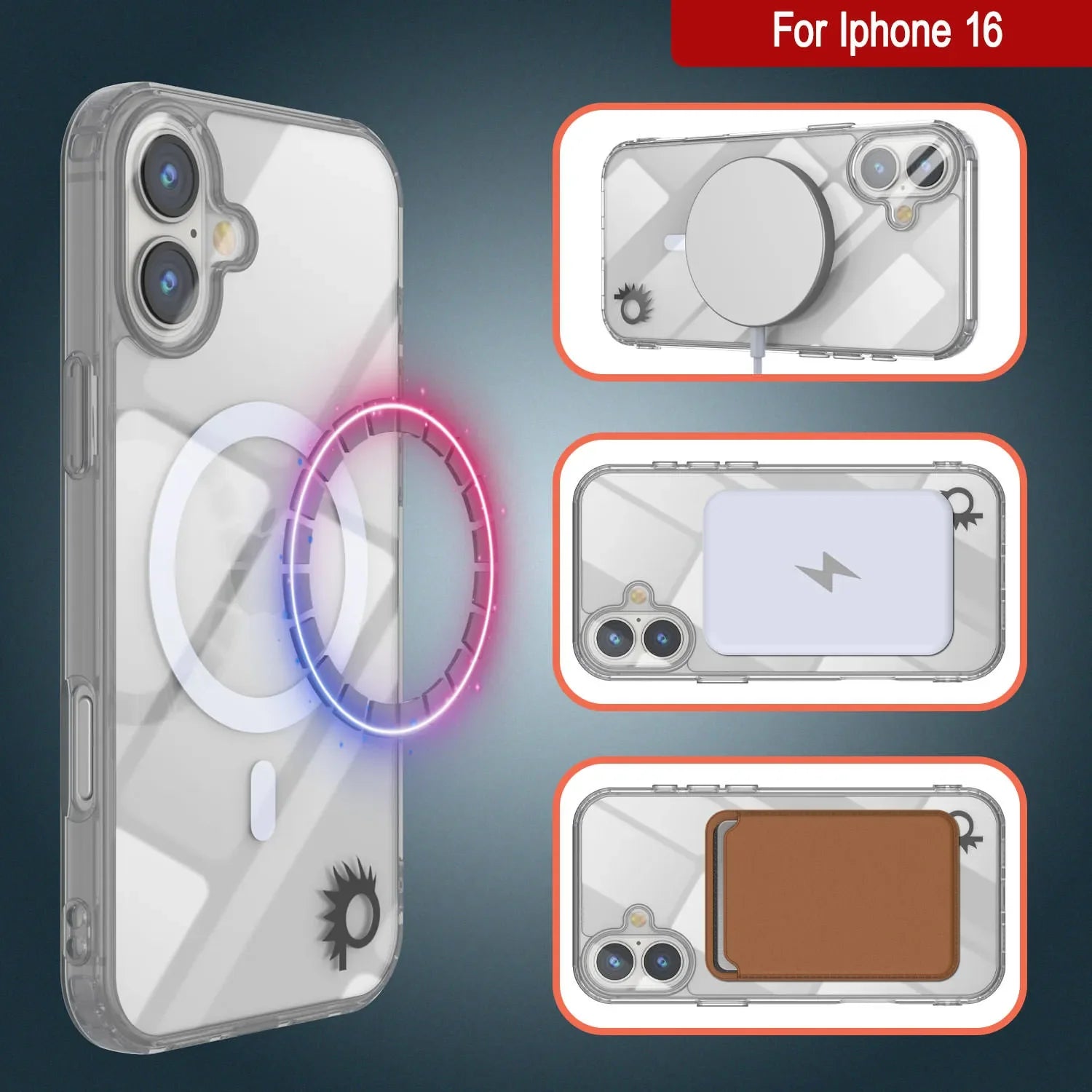 Punkcase iPhone 16 Magnetic Wireless Charging Case [ClearMag Series][Silver]