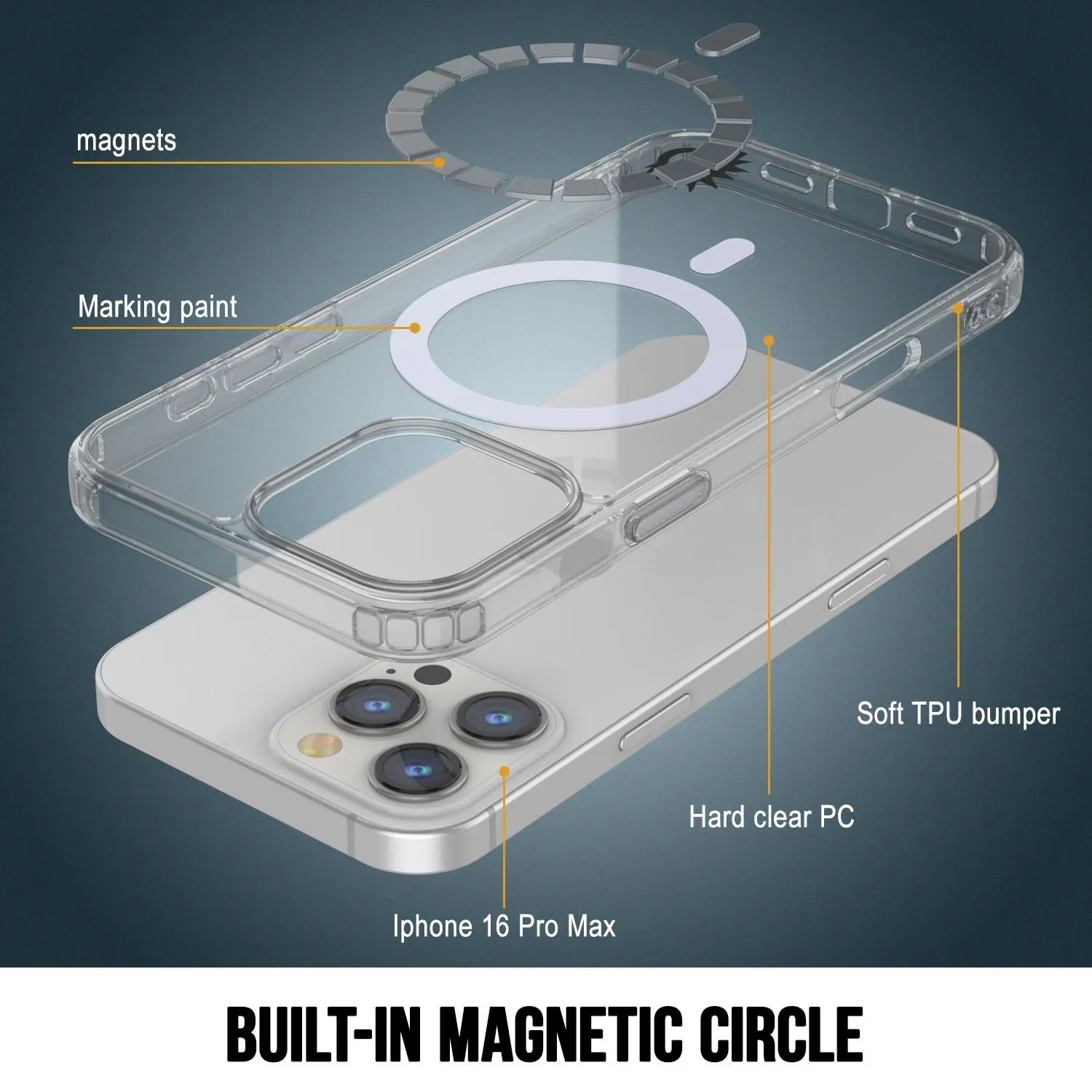 Punkcase iPhone 16 Pro Max Magnetic Wireless Charging Case [ClearMag Series][Clear]