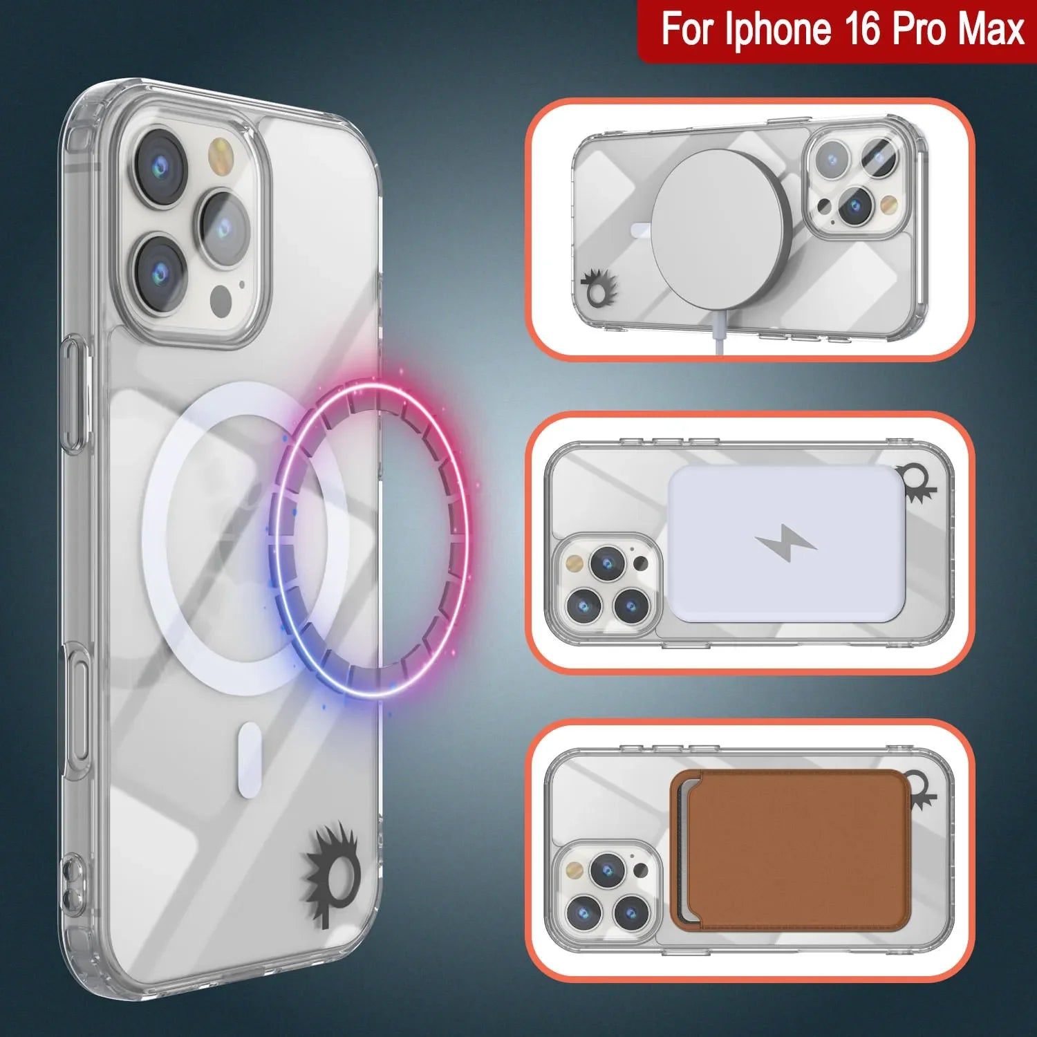 Punkcase iPhone 16 Pro Max Magnetic Wireless Charging Case [ClearMag Series][Clear]