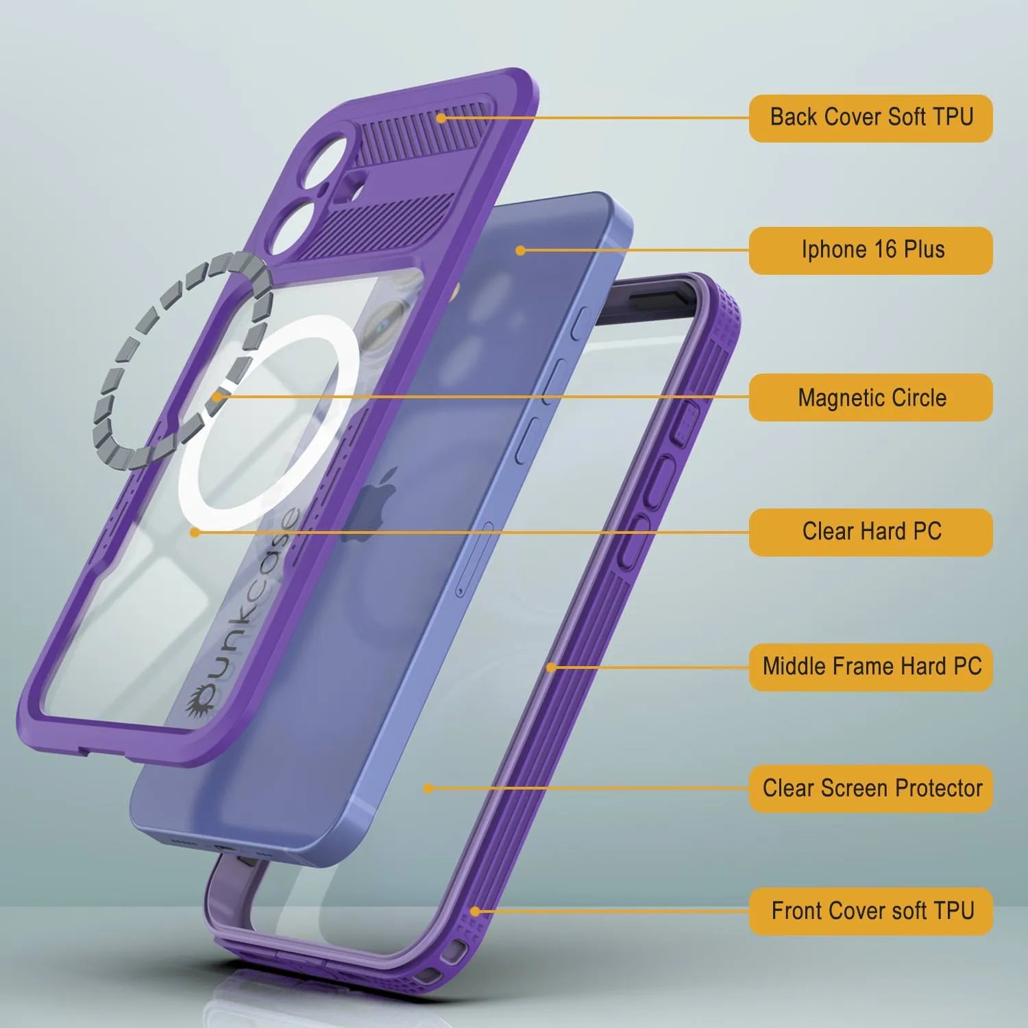 iPhone 16 Plus Waterproof Case [Alpine 2.0 Series] [Slim Fit] [IP68 Certified] [Shockproof] [Purple]