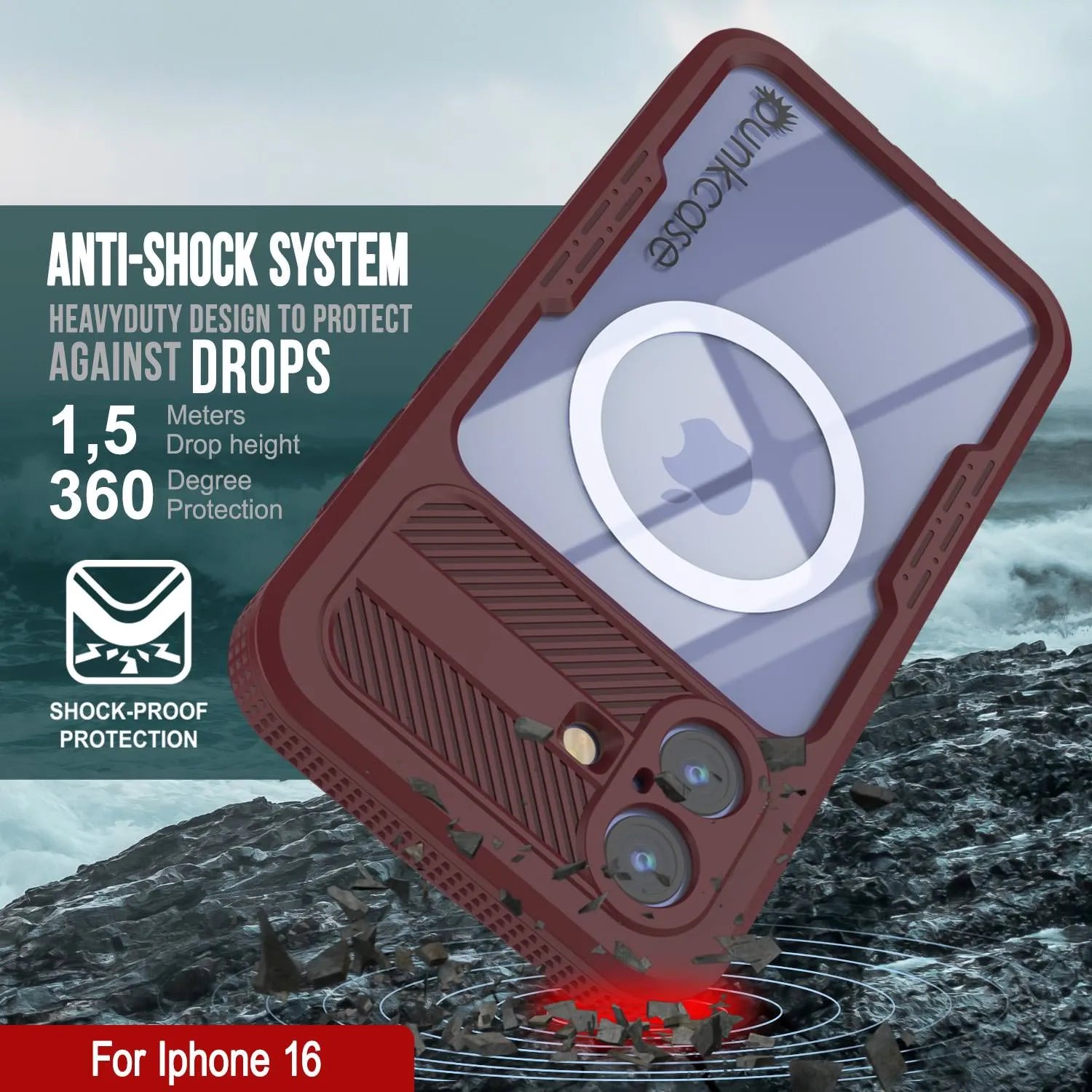 iPhone 16 Waterproof Case [Alpine 2.0 Series] [Slim Fit] [IP68 Certified] [Shockproof] [Rose]