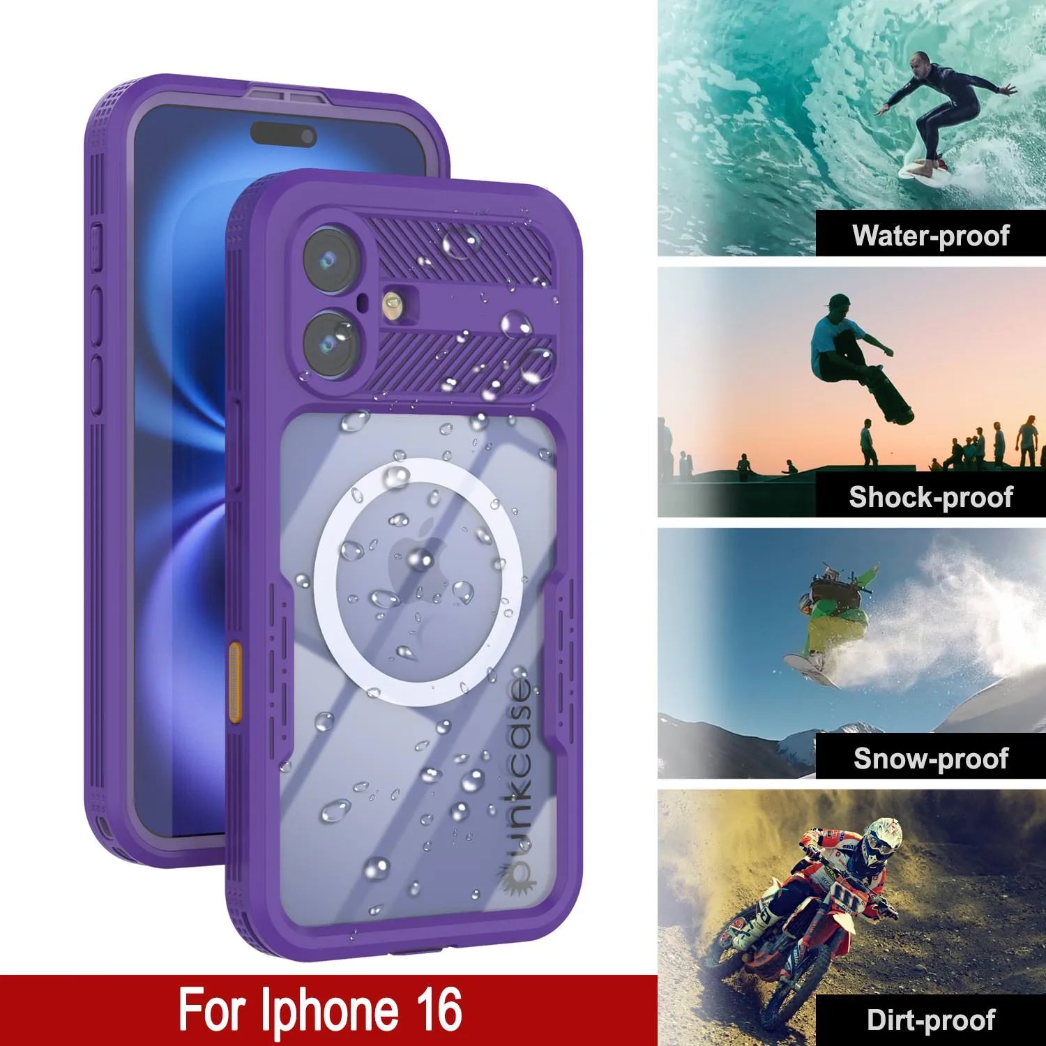 iPhone 16 Waterproof Case [Alpine 2.0 Series] [Slim Fit] [IP68 Certified] [Shockproof] [Purple]