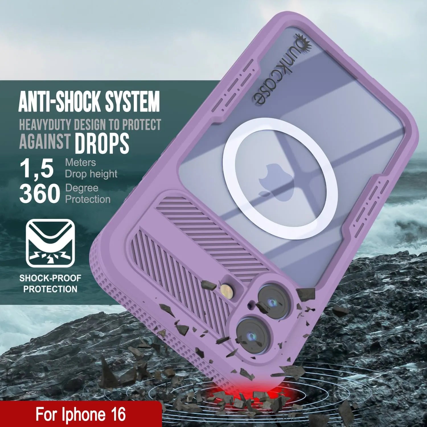 iPhone 16 Waterproof Case [Alpine 2.0 Series] [Slim Fit] [IP68 Certified] [Shockproof] [Lilac]