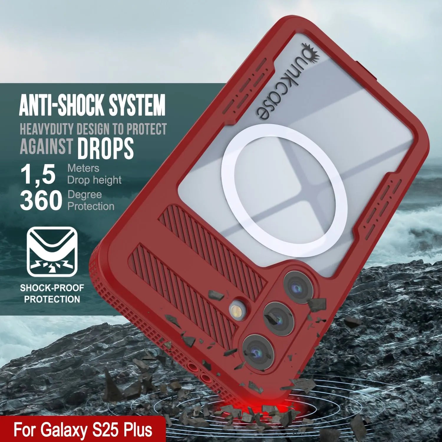 Galaxy S25+ Plus Waterproof Case [Alpine 2.0 Series] [Slim Fit] [IP68 Certified] [Shockproof] [Red]