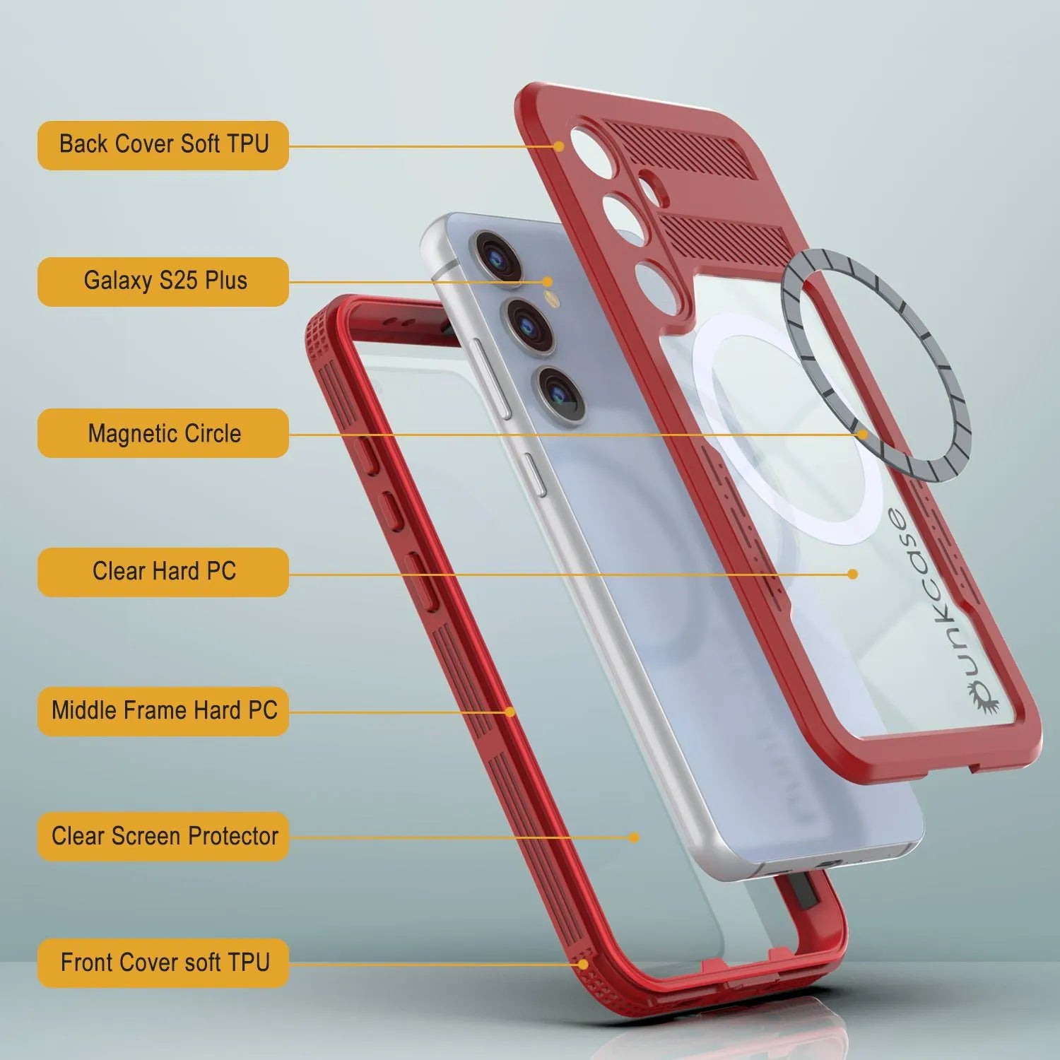 Galaxy S25+ Plus Waterproof Case [Alpine 2.0 Series] [Slim Fit] [IP68 Certified] [Shockproof] [Red]