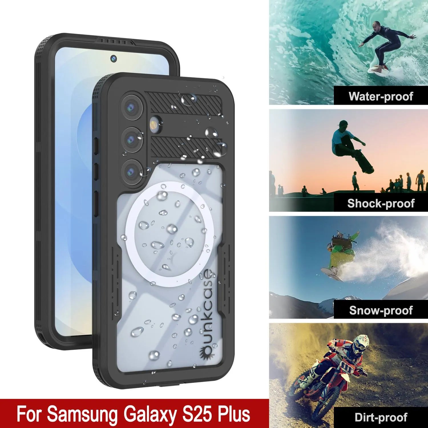 Galaxy S25+ Plus Waterproof Case [Alpine 2.0 Series] [Slim Fit] [IP68 Certified] [Shockproof] [Black]