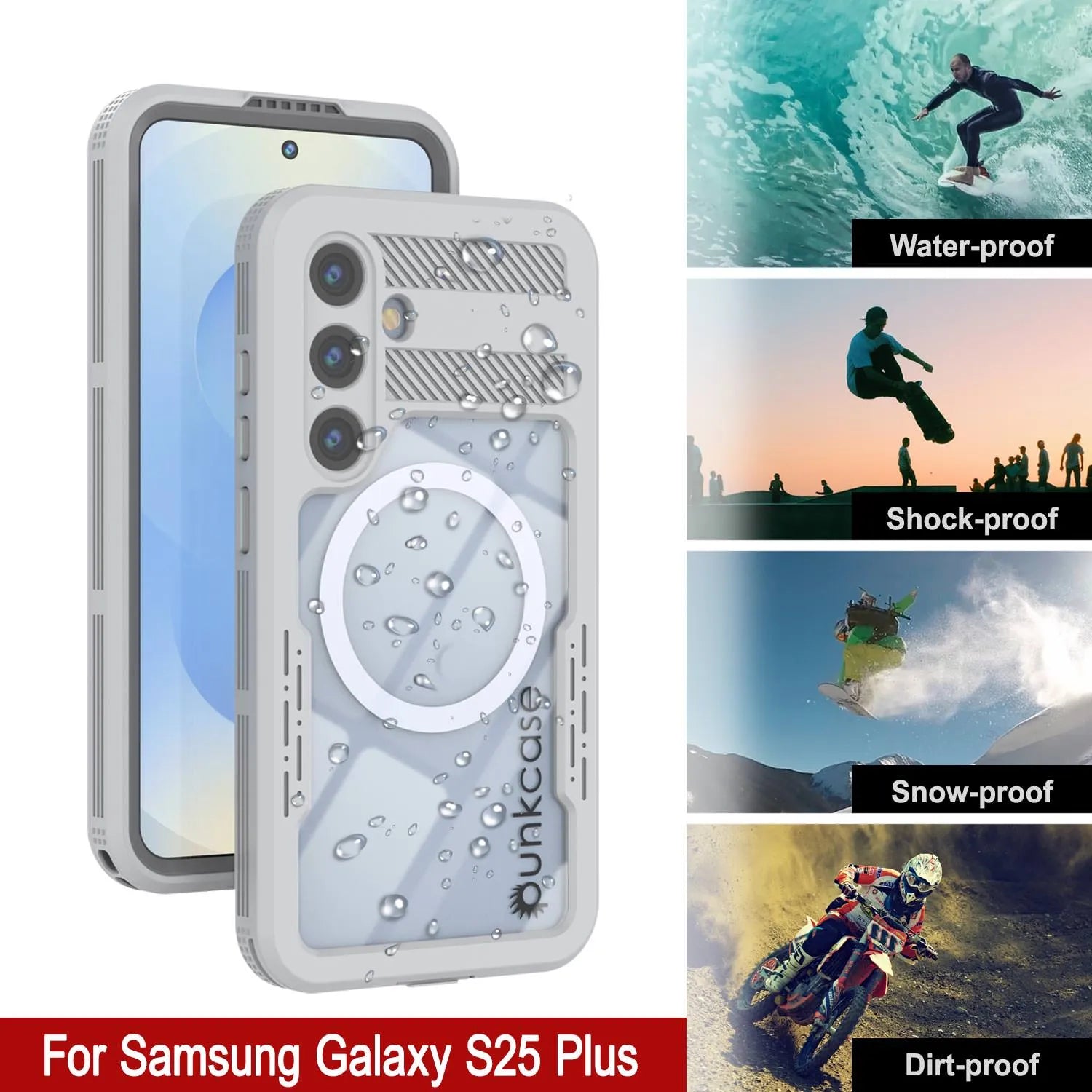 Galaxy S25+ Plus Waterproof Case [Alpine 2.0 Series] [Slim Fit] [IP68 Certified] [Shockproof] [White]