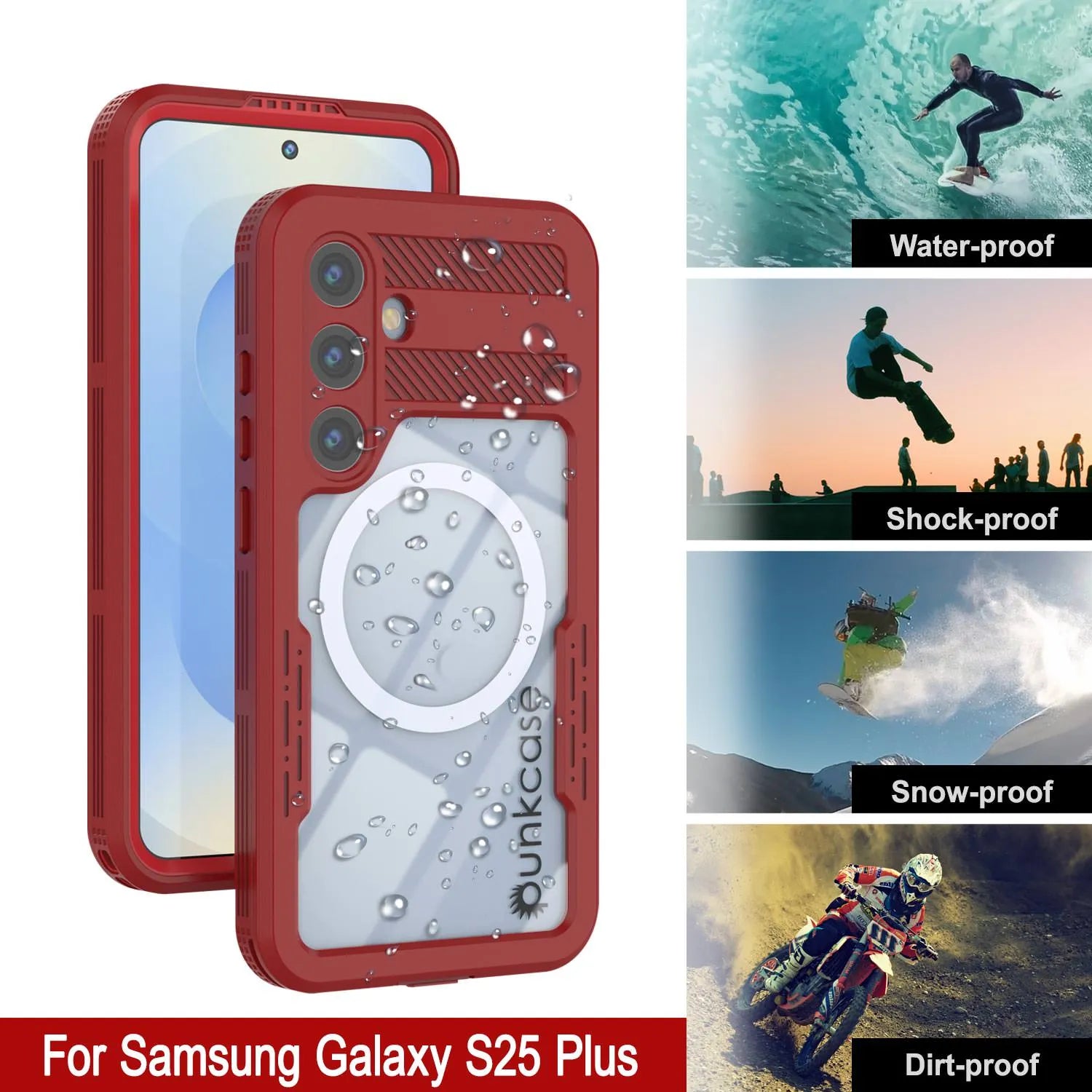 Galaxy S25+ Plus Waterproof Case [Alpine 2.0 Series] [Slim Fit] [IP68 Certified] [Shockproof] [Red]