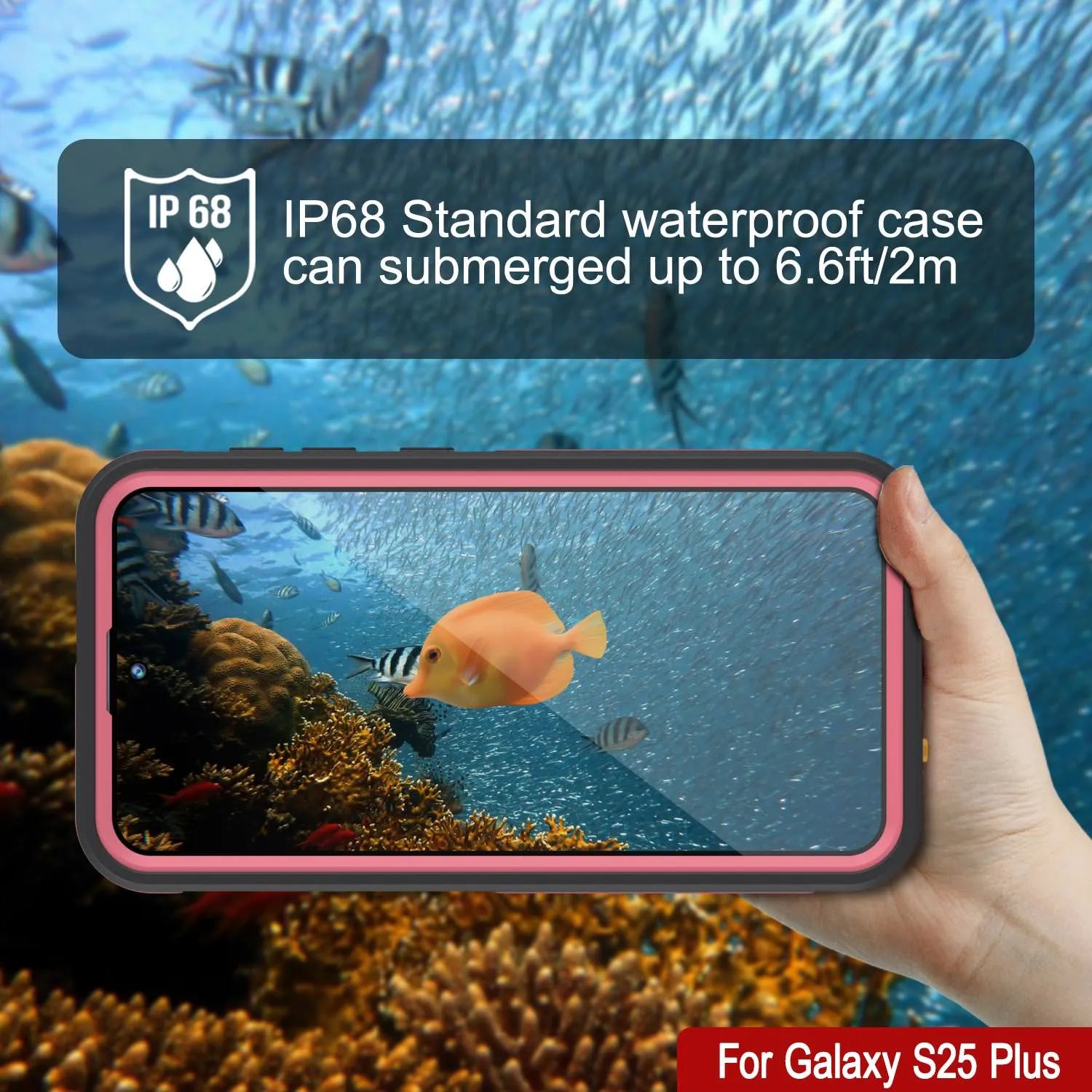 Galaxy S25 Plus Waterproof Case [Kickstud 2.0 Series] Protective IP68 Cover W/Screen Protector & Kickstand [Pink]