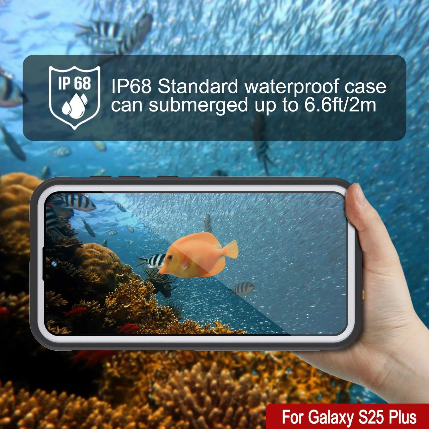 Galaxy S25 Plus Waterproof Case [Kickstud 2.0 Series] Protective IP68 Cover W/Screen Protector & Kickstand [White]