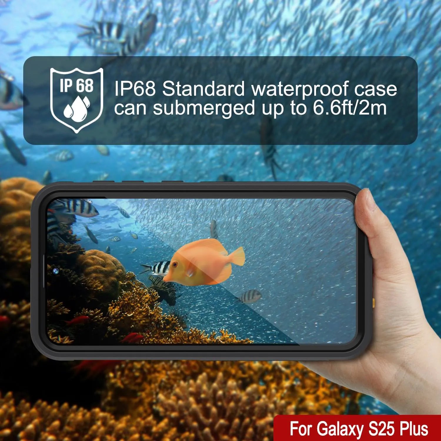 Galaxy S25 Plus Waterproof Case [Kickstud 2.0 Series] Protective IP68 Cover W/Screen Protector & Kickstand [Black]