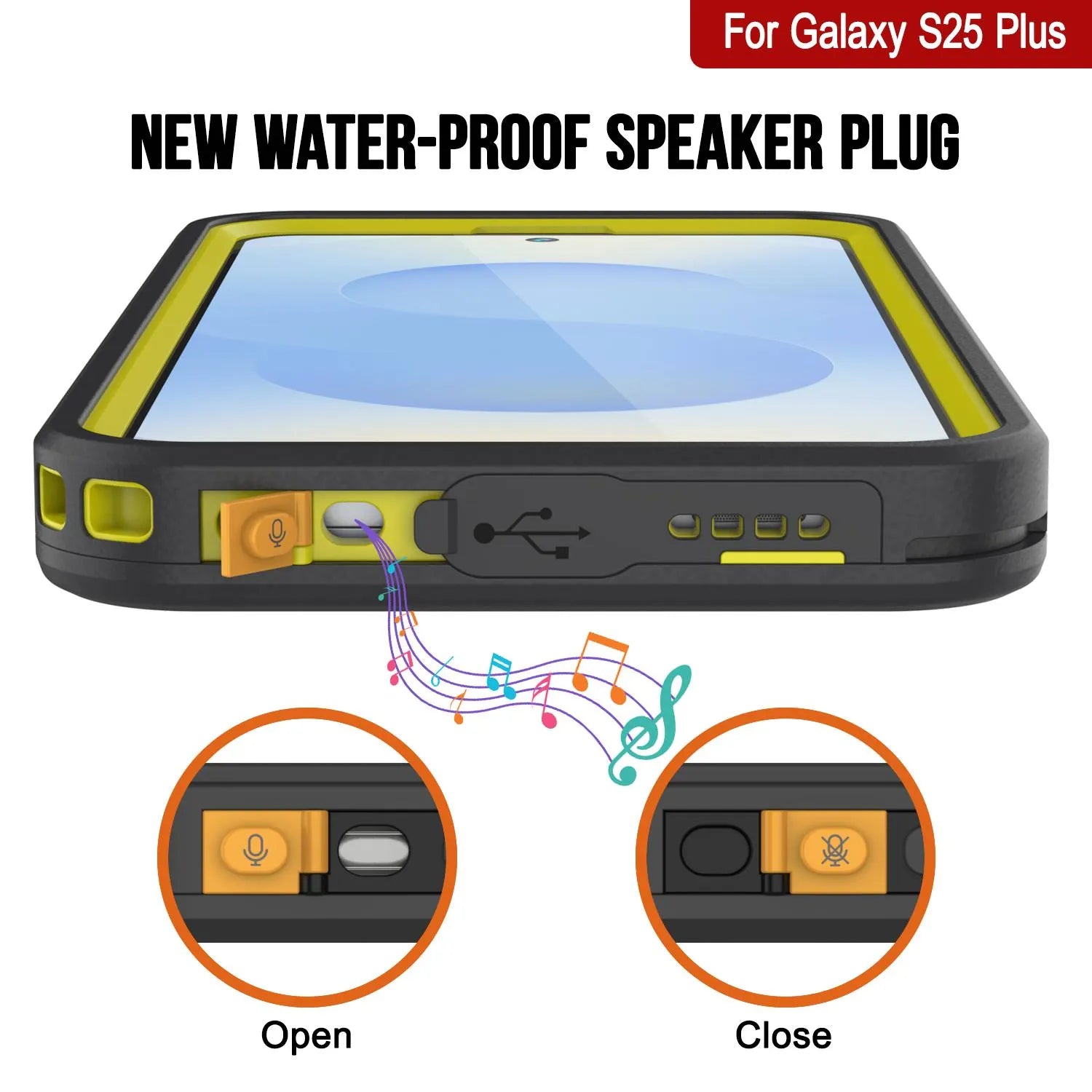 Galaxy S25 Plus Waterproof Case [Kickstud 2.0 Series] Protective IP68 Cover W/Screen Protector & Kickstand [Yellow]
