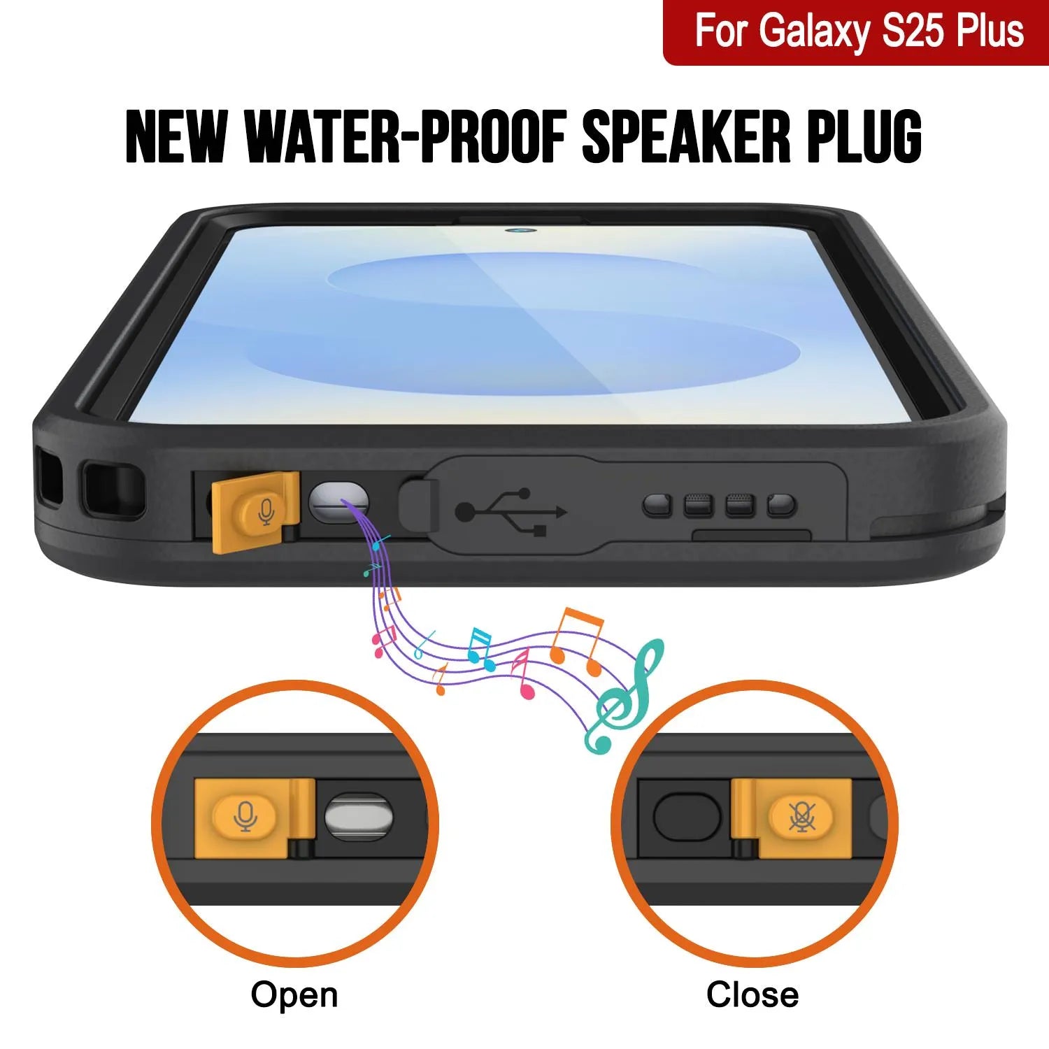 Galaxy S25 Plus Waterproof Case [Kickstud 2.0 Series] Protective IP68 Cover W/Screen Protector & Kickstand [Black]