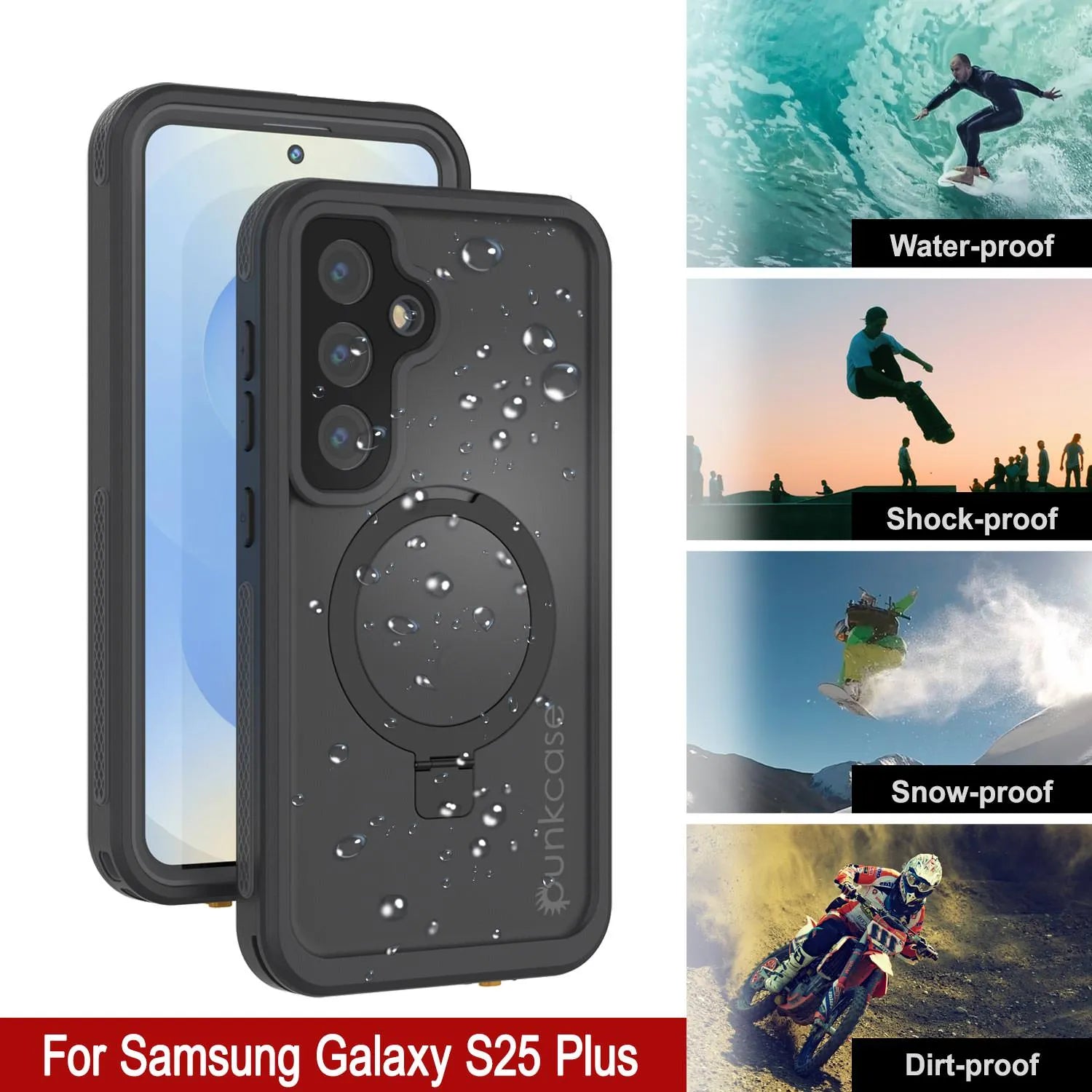 Galaxy S25 Plus Waterproof Case [Kickstud 2.0 Series] Protective IP68 Cover W/Screen Protector & Kickstand [Grey]