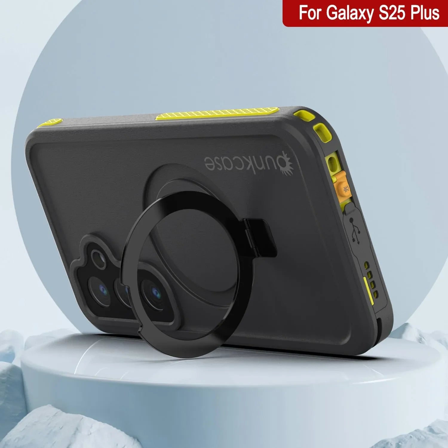 Galaxy S25 Plus Waterproof Case [Kickstud 2.0 Series] Protective IP68 Cover W/Screen Protector & Kickstand [Yellow]