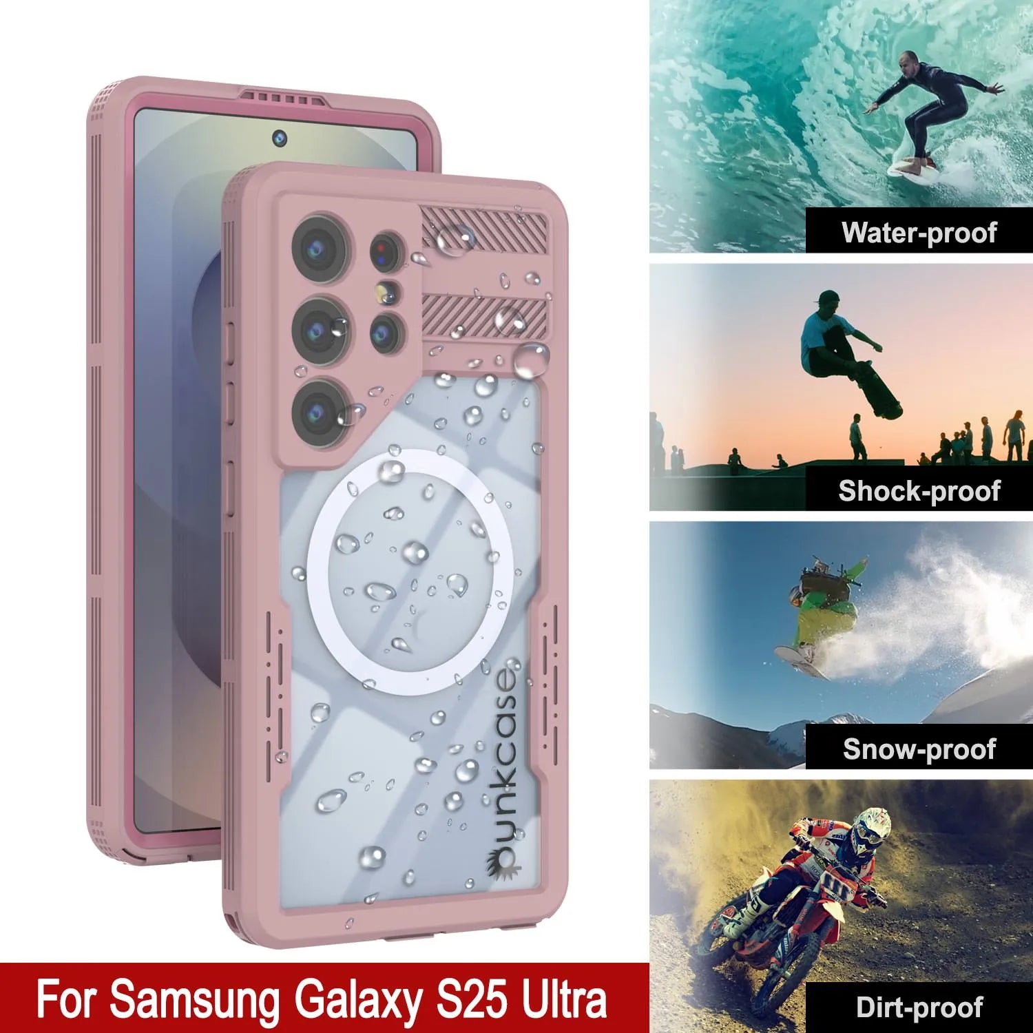 Galaxy S25 Ultra Waterproof Case [Alpine 2.0 Series] [Slim Fit] [IP68 Certified] [Shockproof] [Pink]