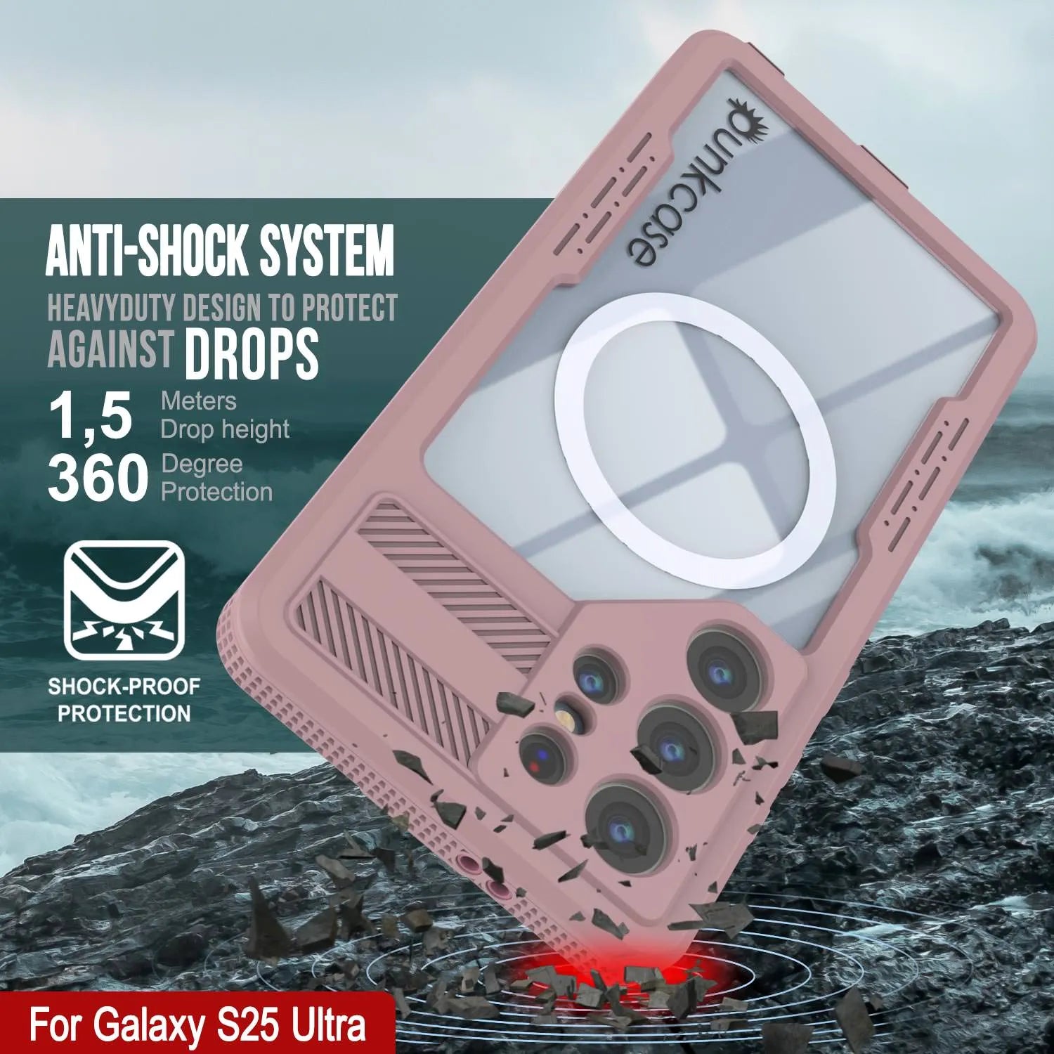 Galaxy S25 Ultra Waterproof Case [Alpine 2.0 Series] [Slim Fit] [IP68 Certified] [Shockproof] [Pink]