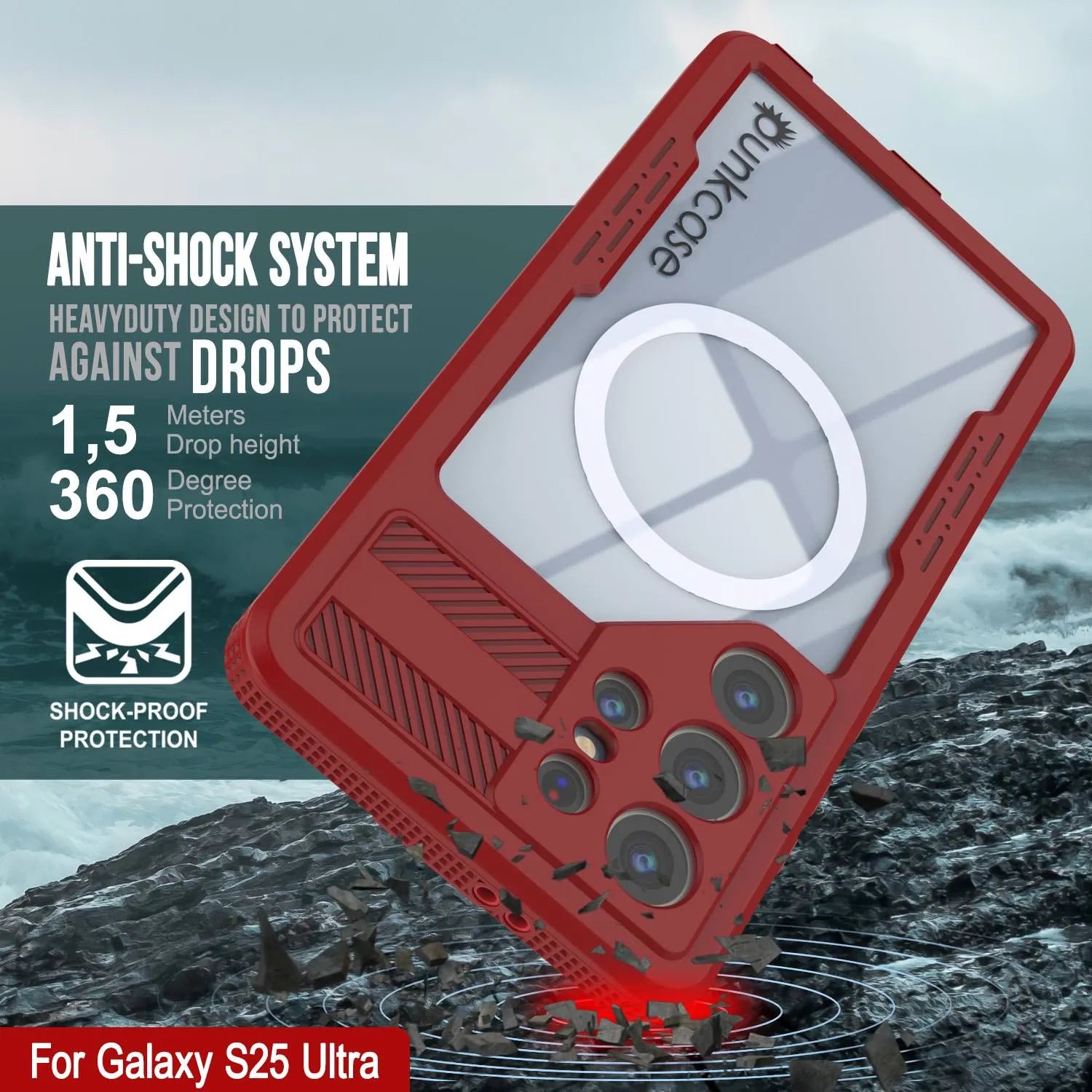 Galaxy S25 Ultra Waterproof Case [Alpine 2.0 Series] [Slim Fit] [IP68 Certified] [Shockproof] [Red]