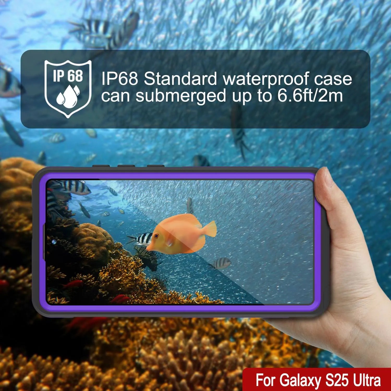 Galaxy S25 Ultra Waterproof Case [Kickstud 2.0 Series] Protective IP68 Cover W/Screen Protector & Kickstand [Purple]