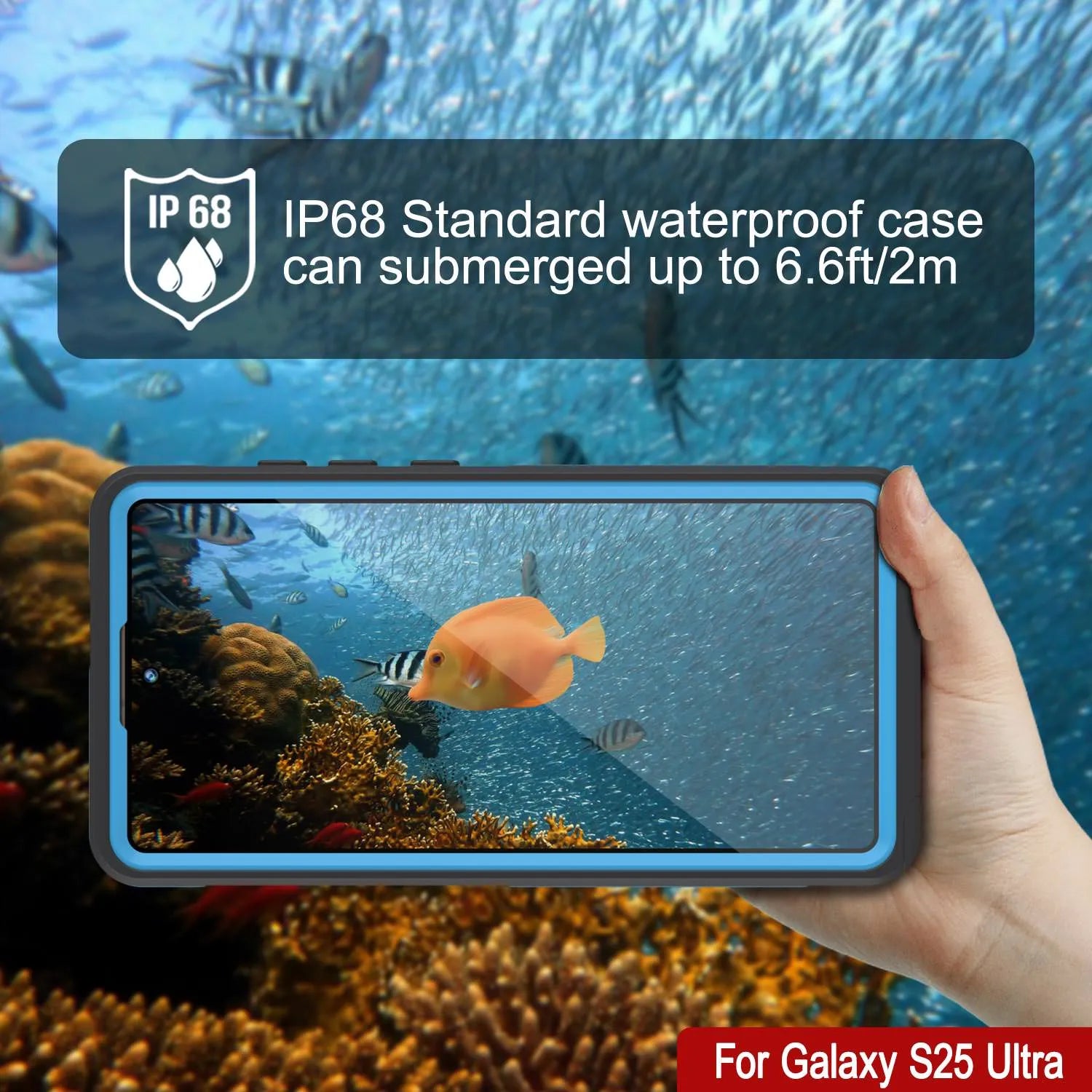 Galaxy S25 Ultra Waterproof Case [Kickstud 2.0 Series] Protective IP68 Cover W/Screen Protector & Kickstand [Blue]