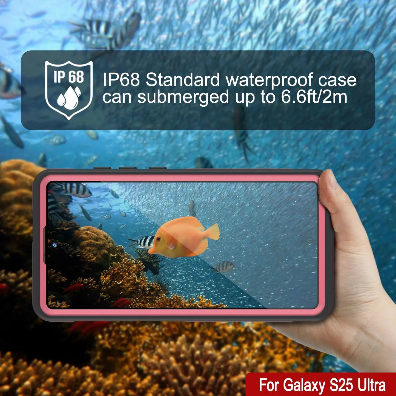 Galaxy S25 Ultra Waterproof Case [Kickstud 2.0 Series] Protective IP68 Cover W/Screen Protector & Kickstand [Pink]