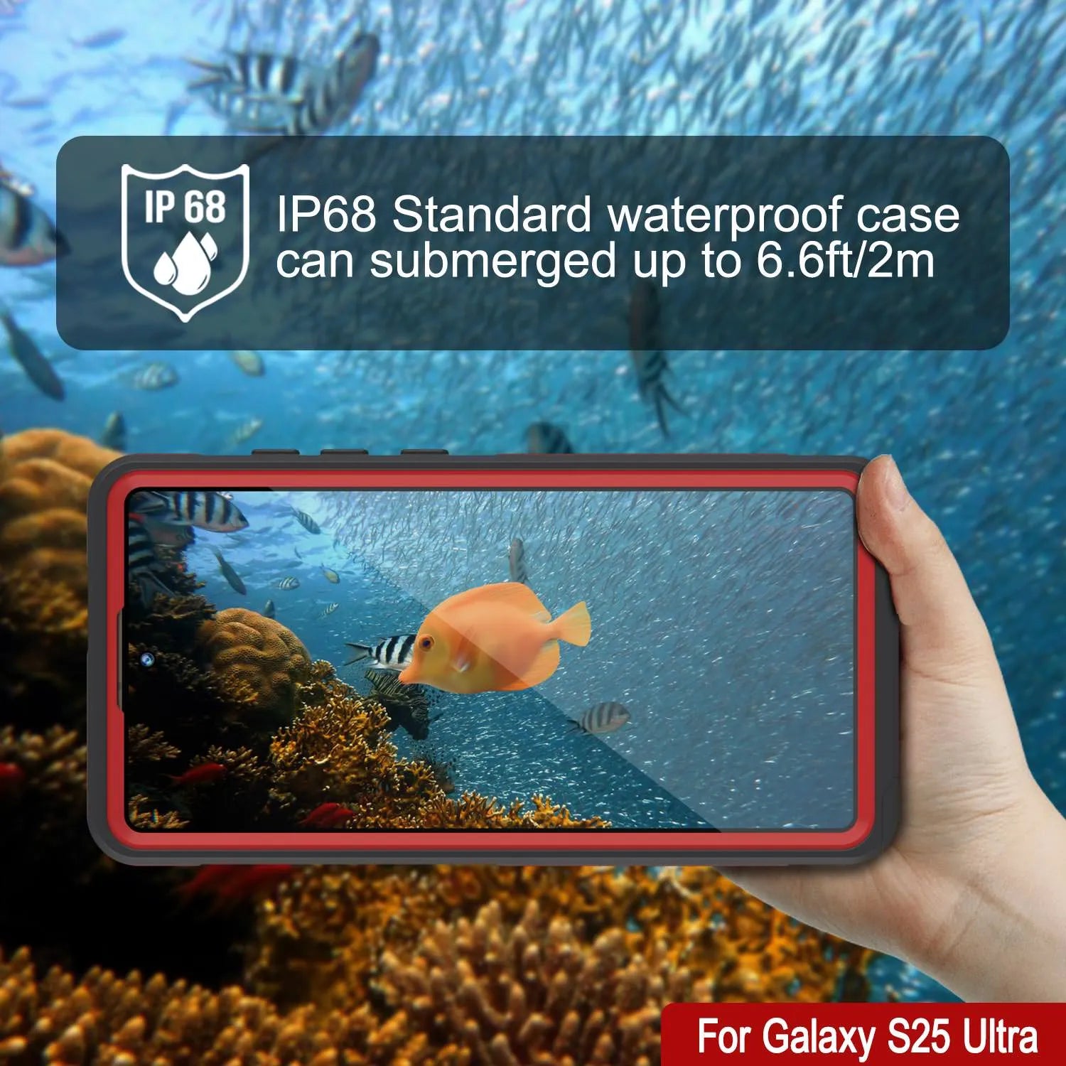 Galaxy S25 Ultra Waterproof Case [Kickstud 2.0 Series] Protective IP68 Cover W/Screen Protector & Kickstand [Red]