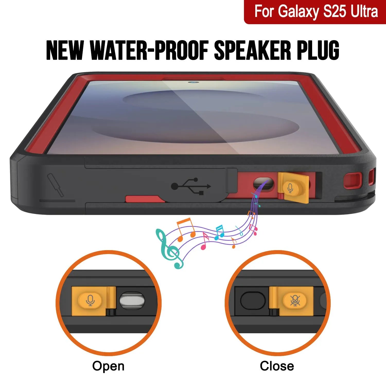 Galaxy S25 Ultra Waterproof Case [Kickstud 2.0 Series] Protective IP68 Cover W/Screen Protector & Kickstand [Red]