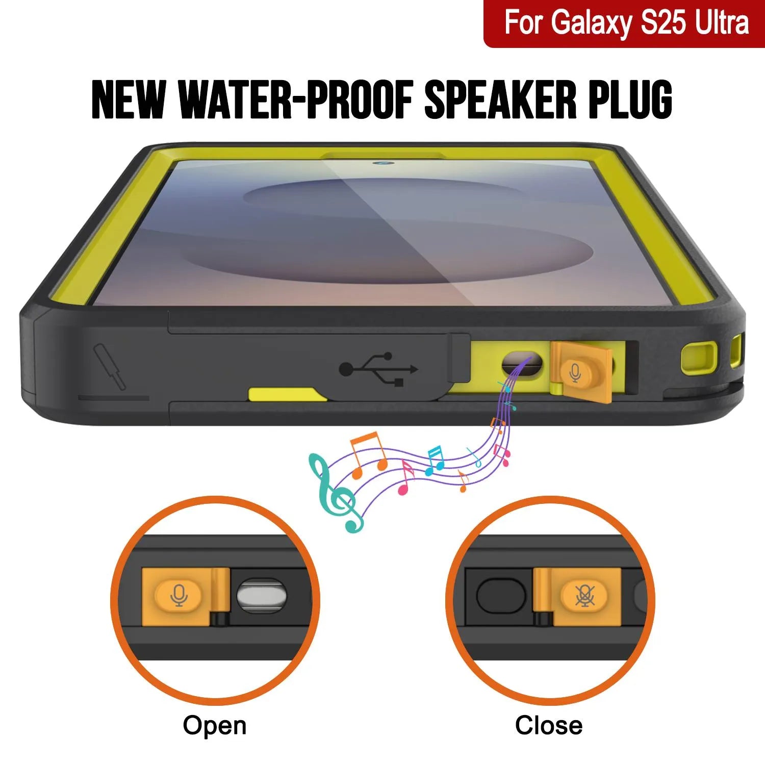 Galaxy S25 Ultra Waterproof Case [Kickstud 2.0 Series] Protective IP68 Cover W/Screen Protector & Kickstand [Yellow]