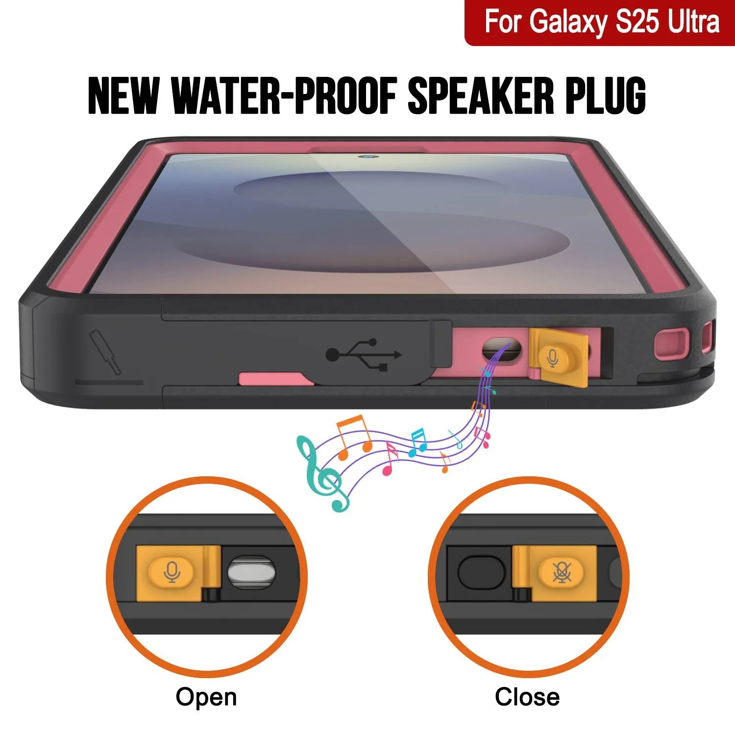 Galaxy S25 Ultra Waterproof Case [Kickstud 2.0 Series] Protective IP68 Cover W/Screen Protector & Kickstand [Pink]