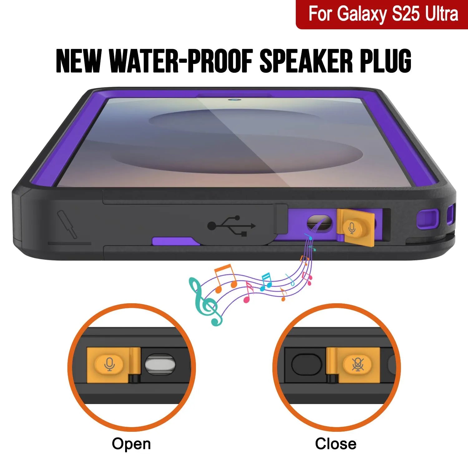 Galaxy S25 Ultra Waterproof Case [Kickstud 2.0 Series] Protective IP68 Cover W/Screen Protector & Kickstand [Purple]