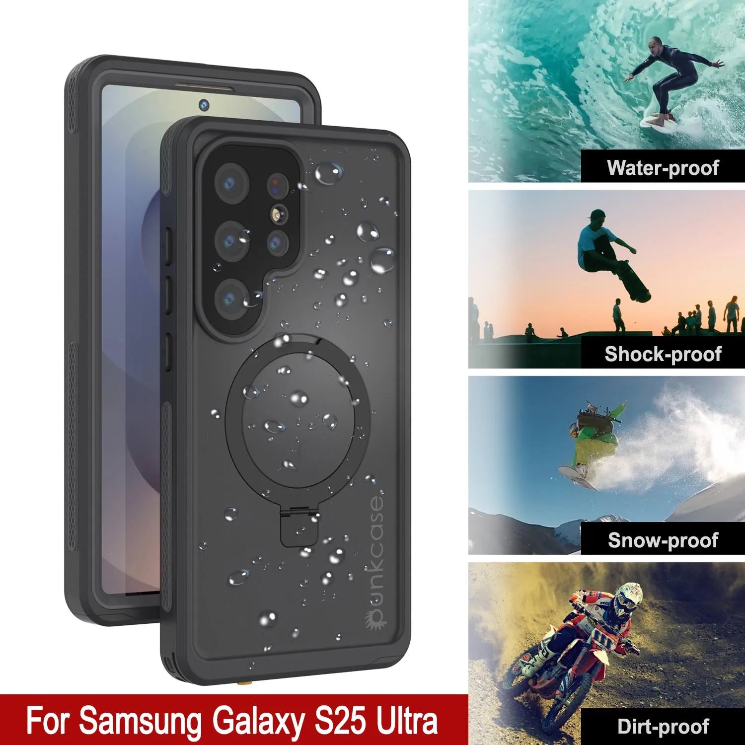 Galaxy S25 Ultra Waterproof Case [Kickstud 2.0 Series] Protective IP68 Cover W/Screen Protector & Kickstand [Grey]