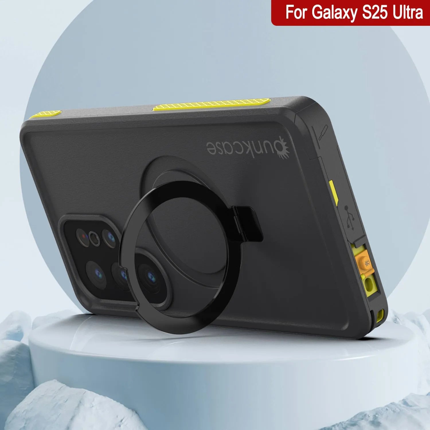 Galaxy S25 Ultra Waterproof Case [Kickstud 2.0 Series] Protective IP68 Cover W/Screen Protector & Kickstand [Yellow]