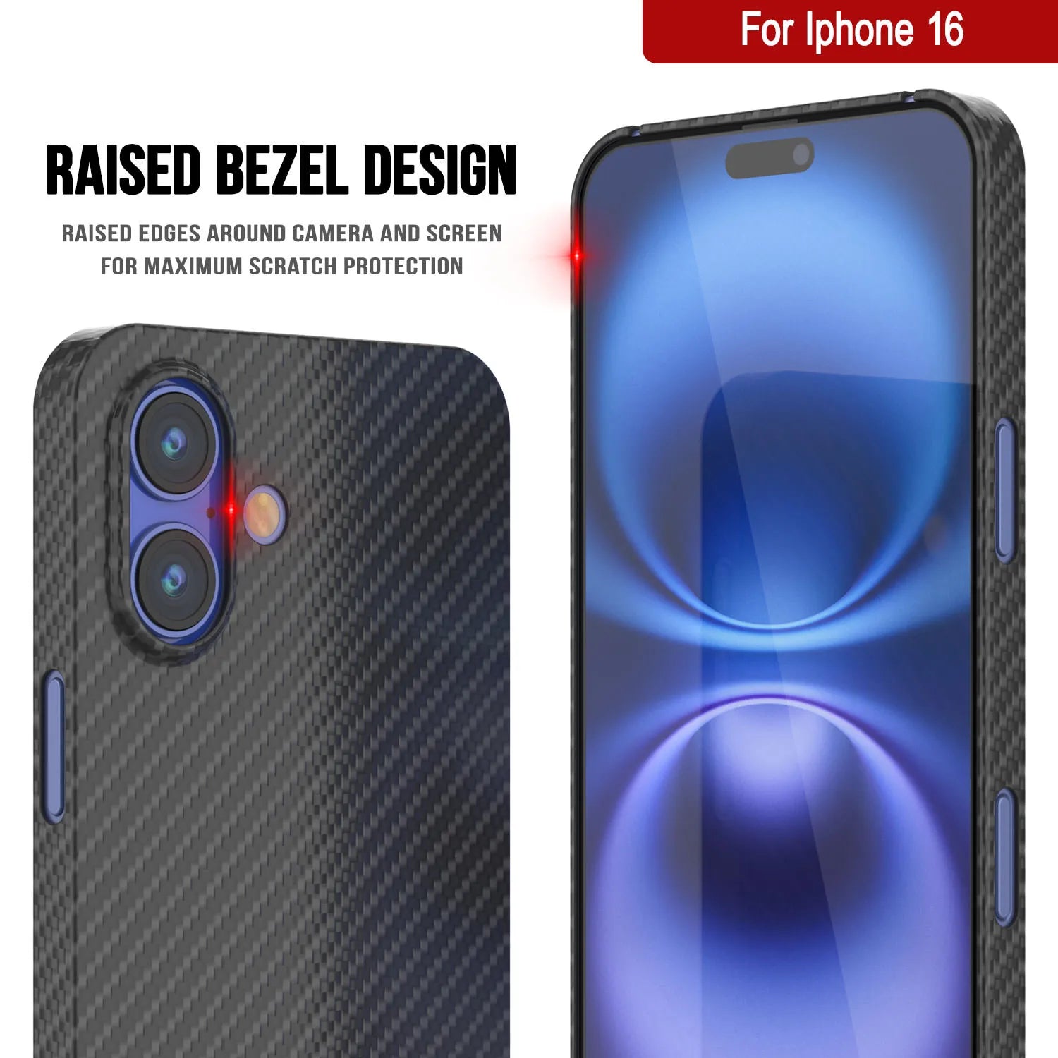 Punkcase iPhone 16 Carbon Fiber Case [AramidShield Series] Ultra Slim & Light Kevlar [Black]