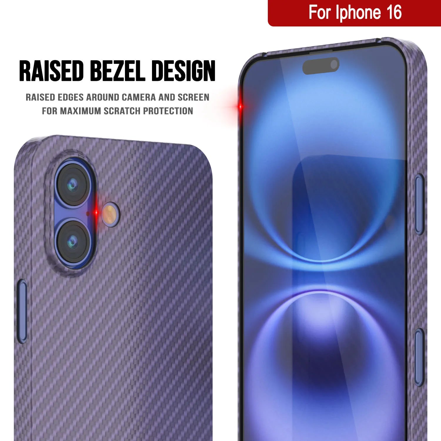 Punkcase iPhone 16 Carbon Fiber Case [AramidShield Series] Ultra Slim & Light Kevlar [Lilac]