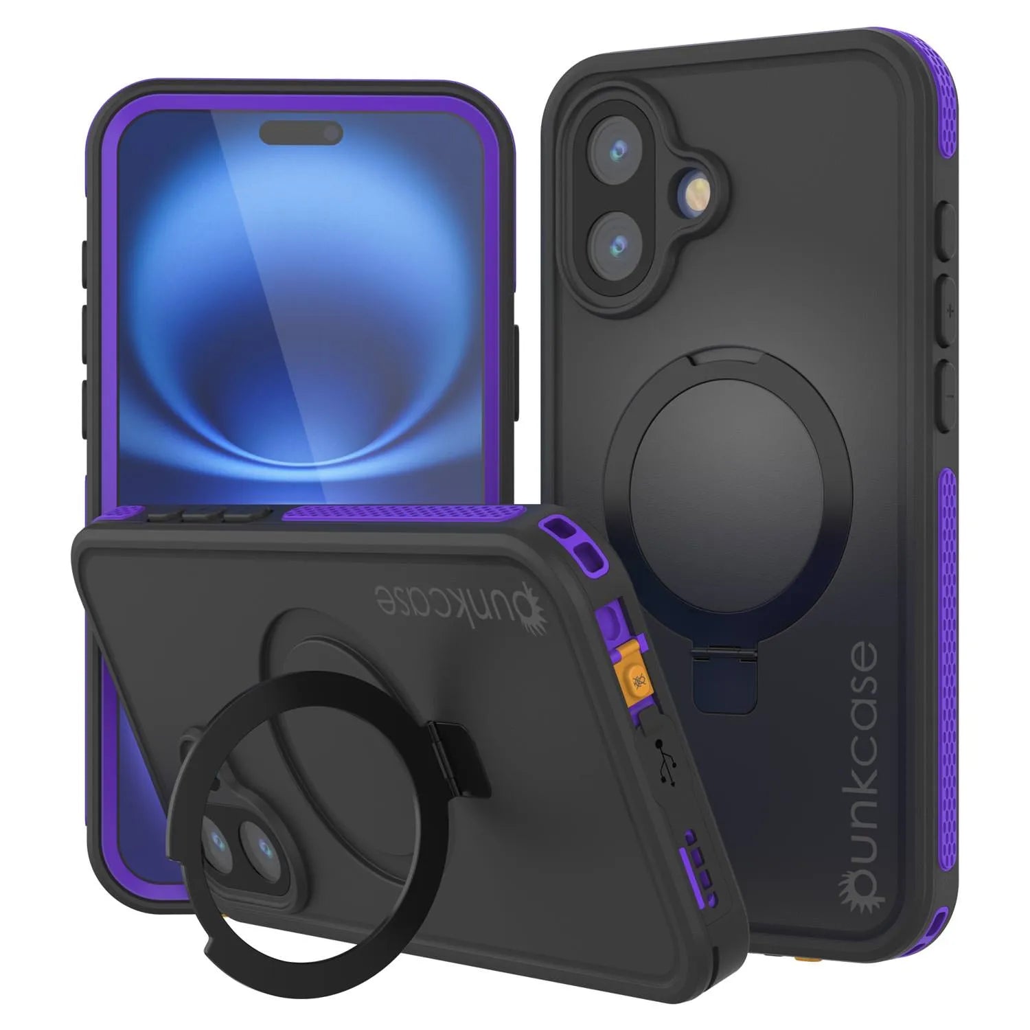 iPhone 16 Plus Waterproof Case [Kickstud 2.0 Series] Protective IP68 Cover W/Screen Protector & Kickstand [Purple]