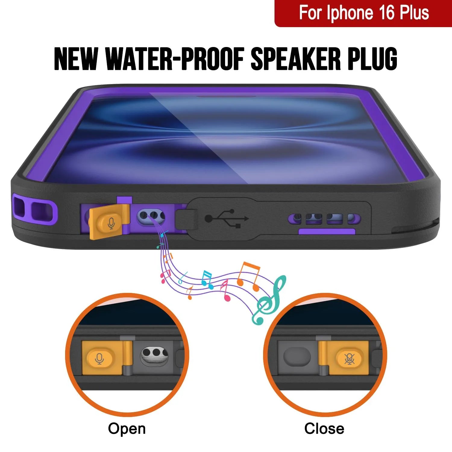 iPhone 16 Plus Waterproof Case [Kickstud 2.0 Series] Protective IP68 Cover W/Screen Protector & Kickstand [Purple]