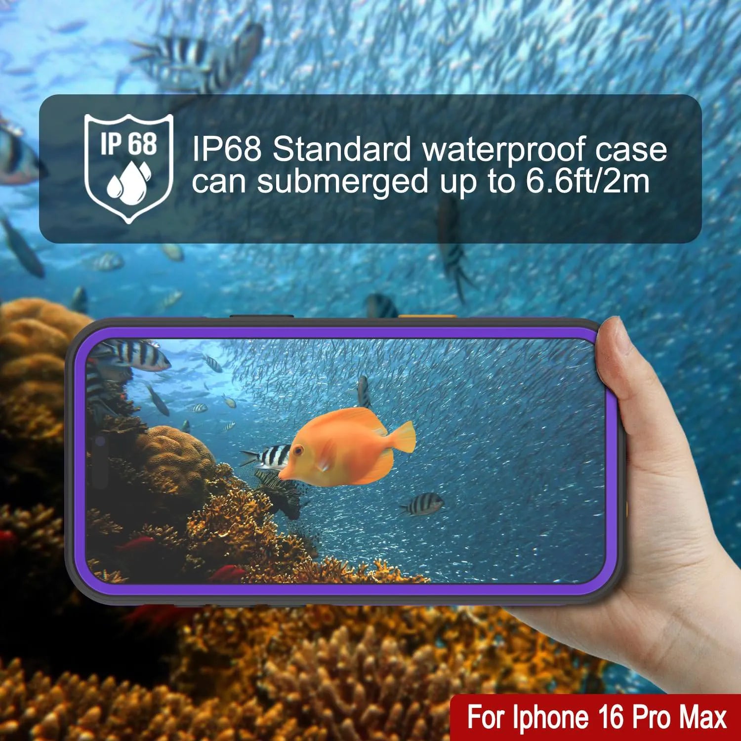 iPhone 16 Pro Max Waterproof Case [Kickstud 2.0 Series] Protective IP68 Cover W/Screen Protector & Kickstand [Purple]