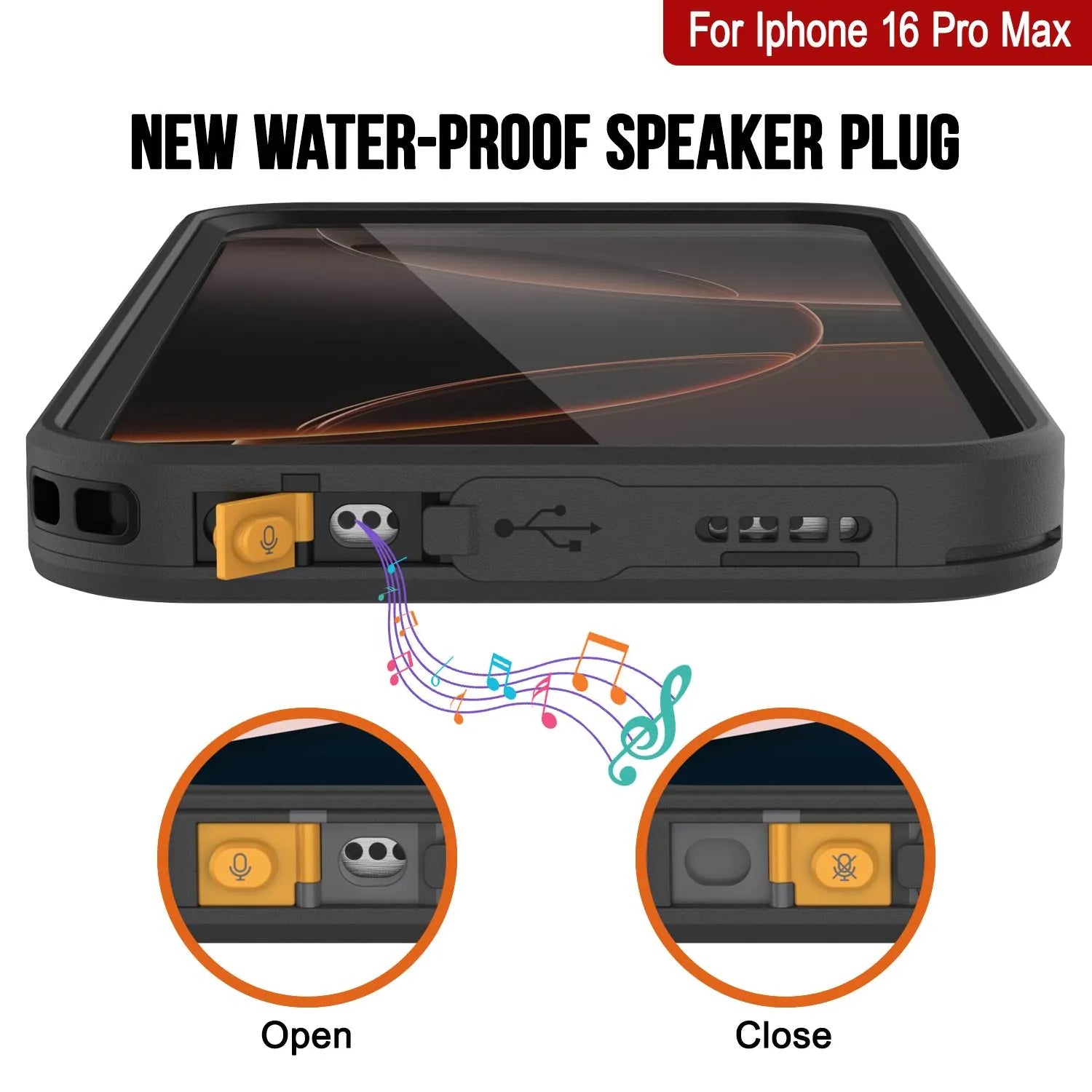 iPhone 16 Pro Max Waterproof Case [Kickstud 2.0 Series] Protective IP68 Cover W/Screen Protector & Kickstand [Black]