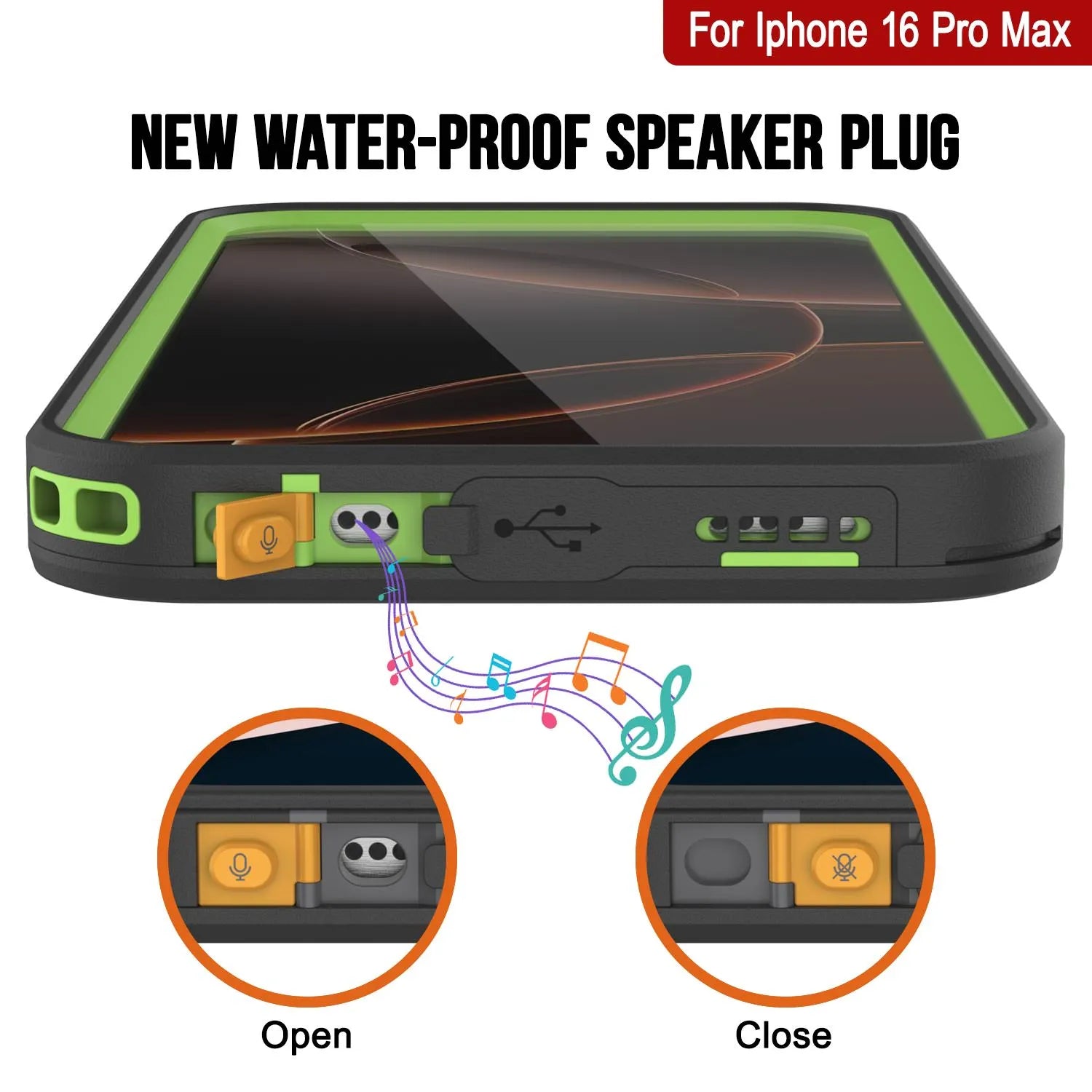 iPhone 16 Pro Max Waterproof Case [Kickstud 2.0 Series] Protective IP68 Cover W/Screen Protector & Kickstand [Green]