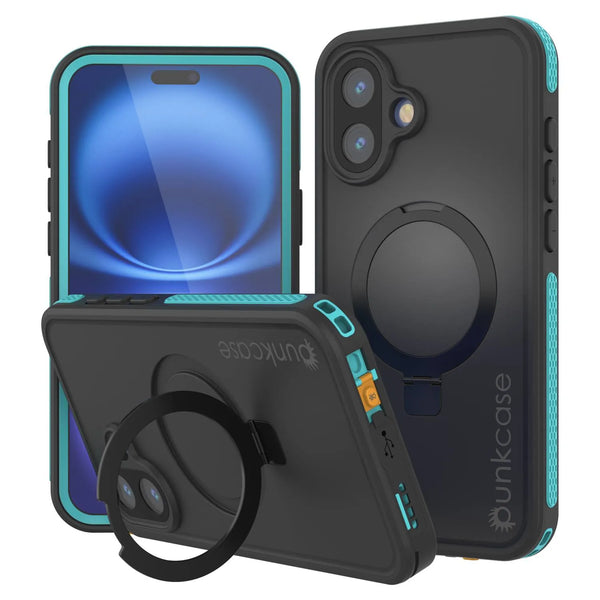 iPhone 16 Waterproof Case [Kickstud 2.0 Series] Protective IP68 Cover W/Screen Protector & Kickstand [Teal]